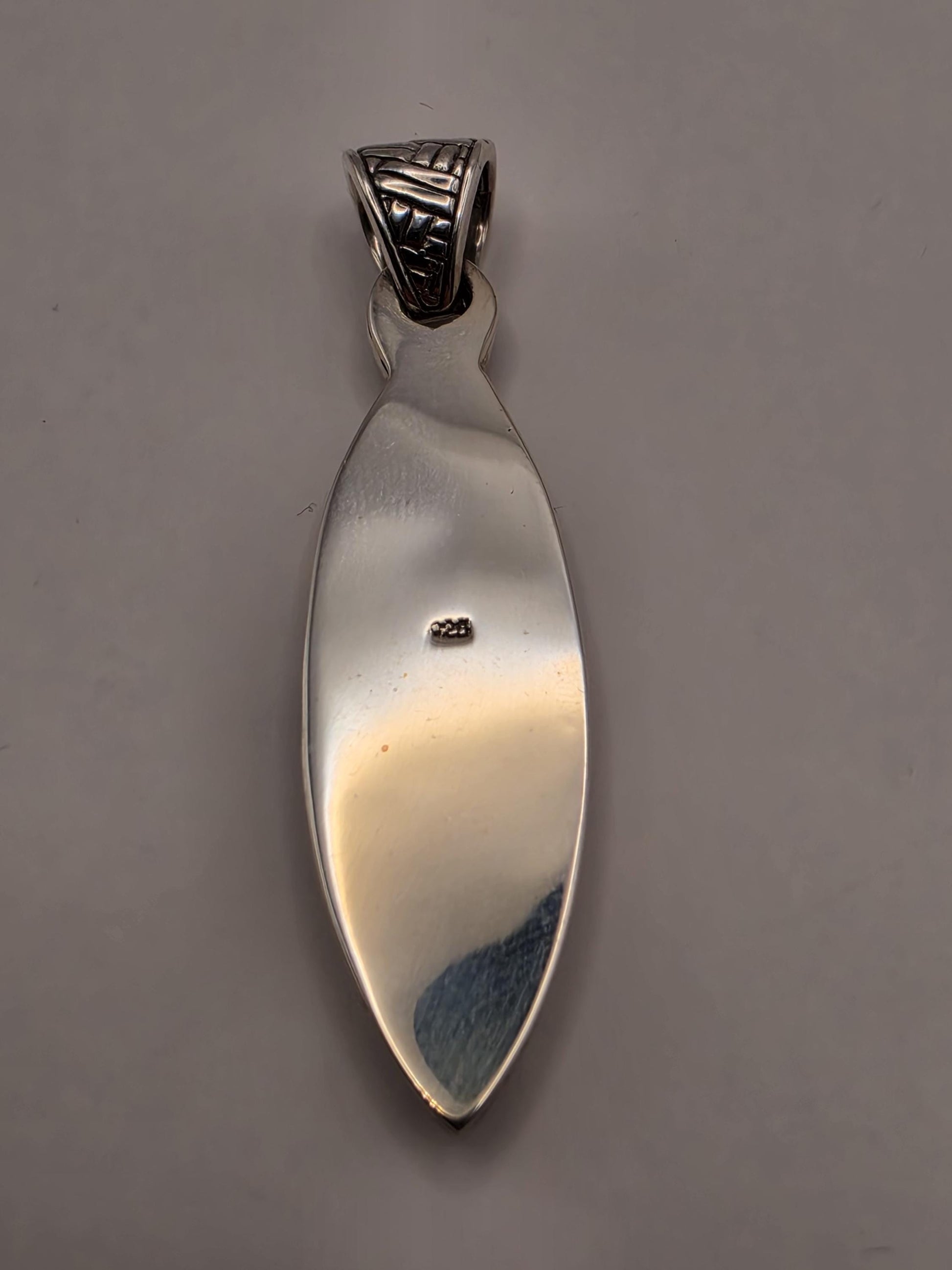 Sterling Silver Engraved Leaf Pendant 2 Inch - view 4