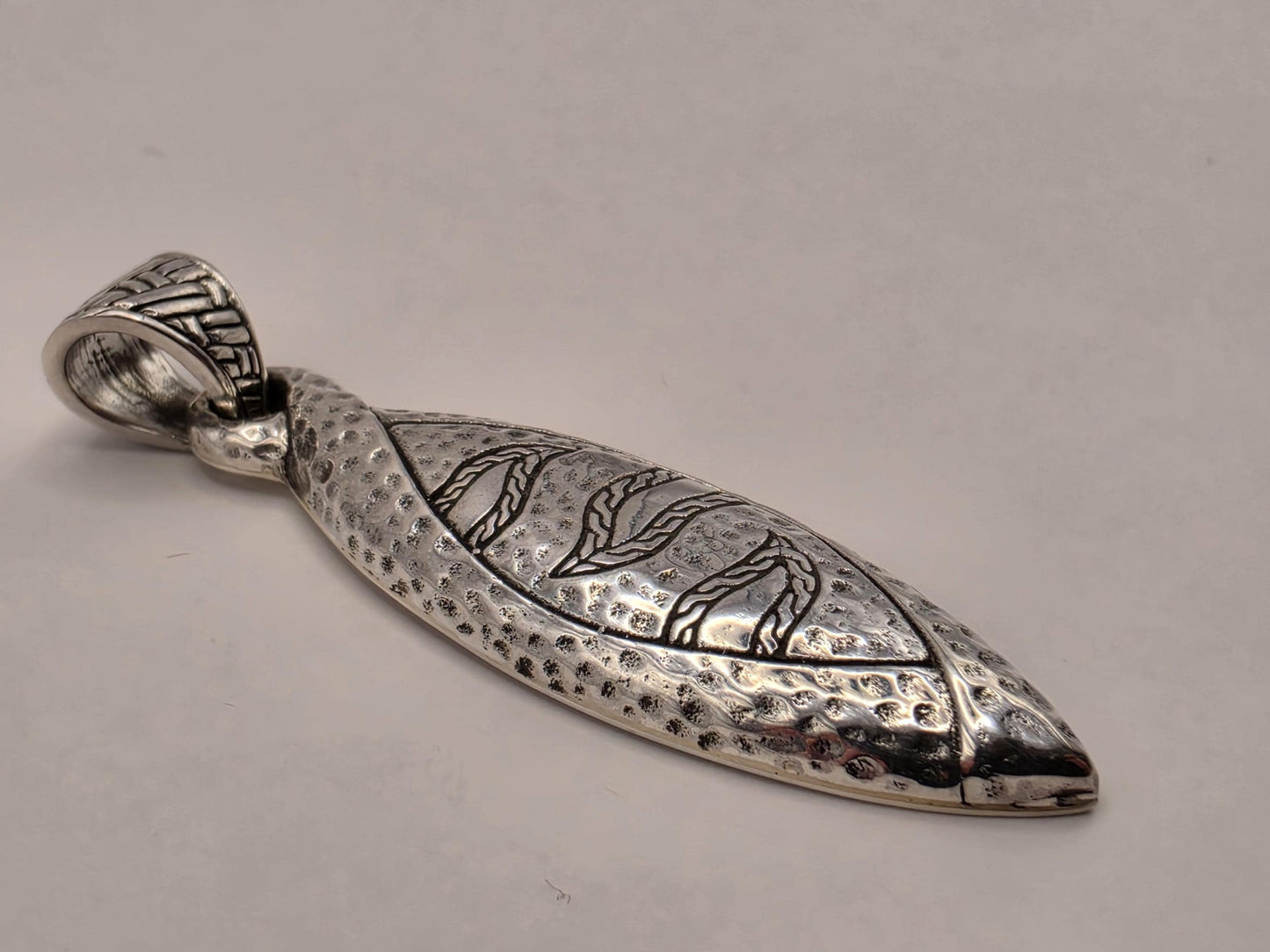 Sterling Silver Engraved Leaf Pendant 2 Inch - view 1