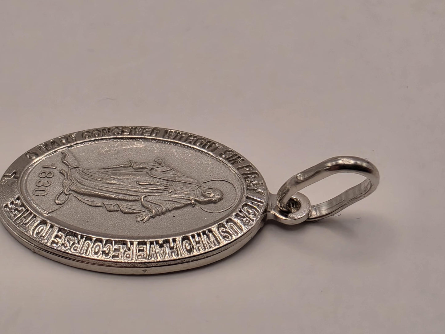 Sterling Silver Miraculous Medal Pendant .75 Inch - view 3