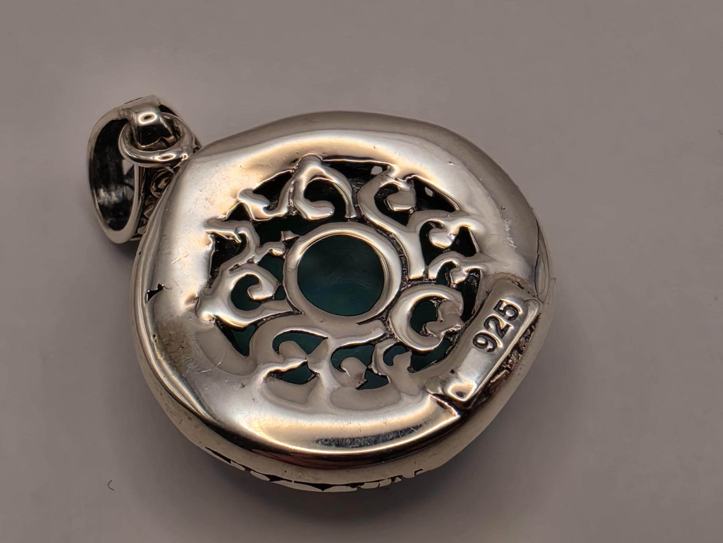 Sterling Silver Turquoise Cabochon Pendant .75 Inch - view 5