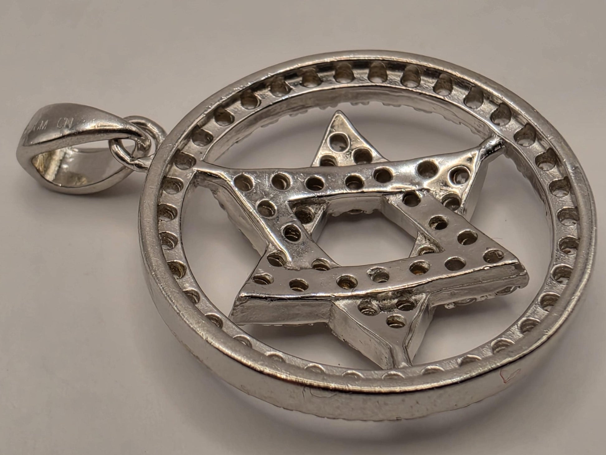 Sterling Silver CZ Star of David Pendant .75 Inch - view 4