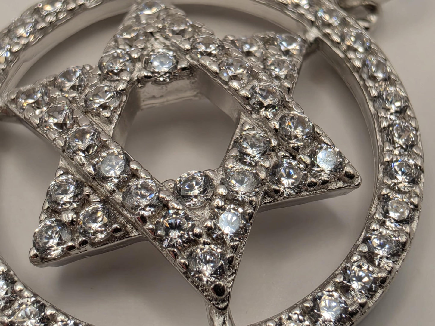 Sterling Silver CZ Star of David Pendant .75 Inch - view 3