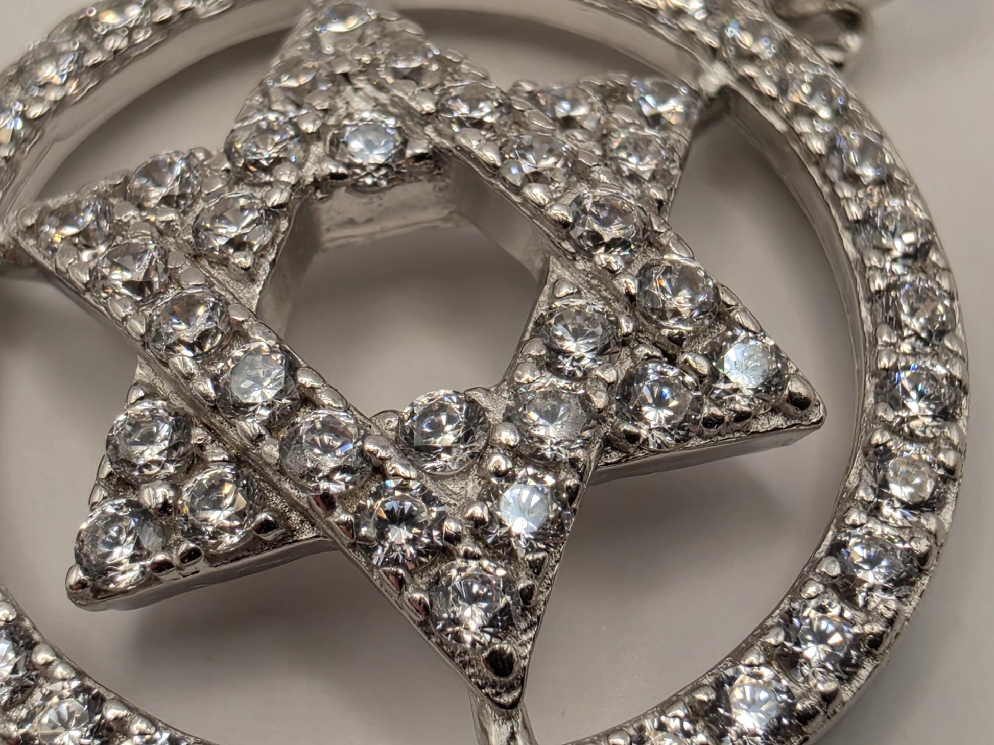 Sterling Silver CZ Star of David Pendant .75 Inch - view 3