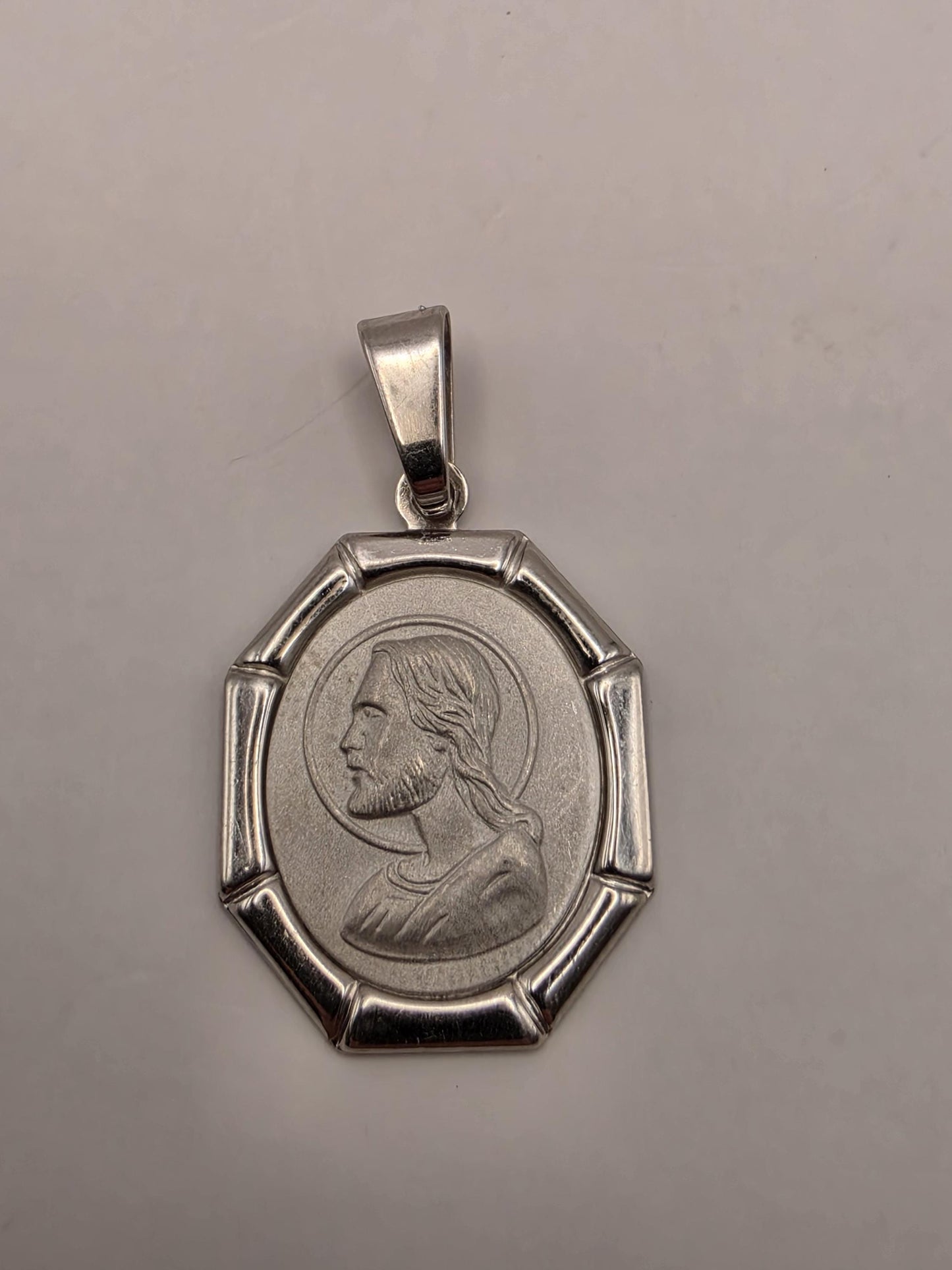 Sterling Silver Jesus Portrait Pendant 1 Inch - view 1