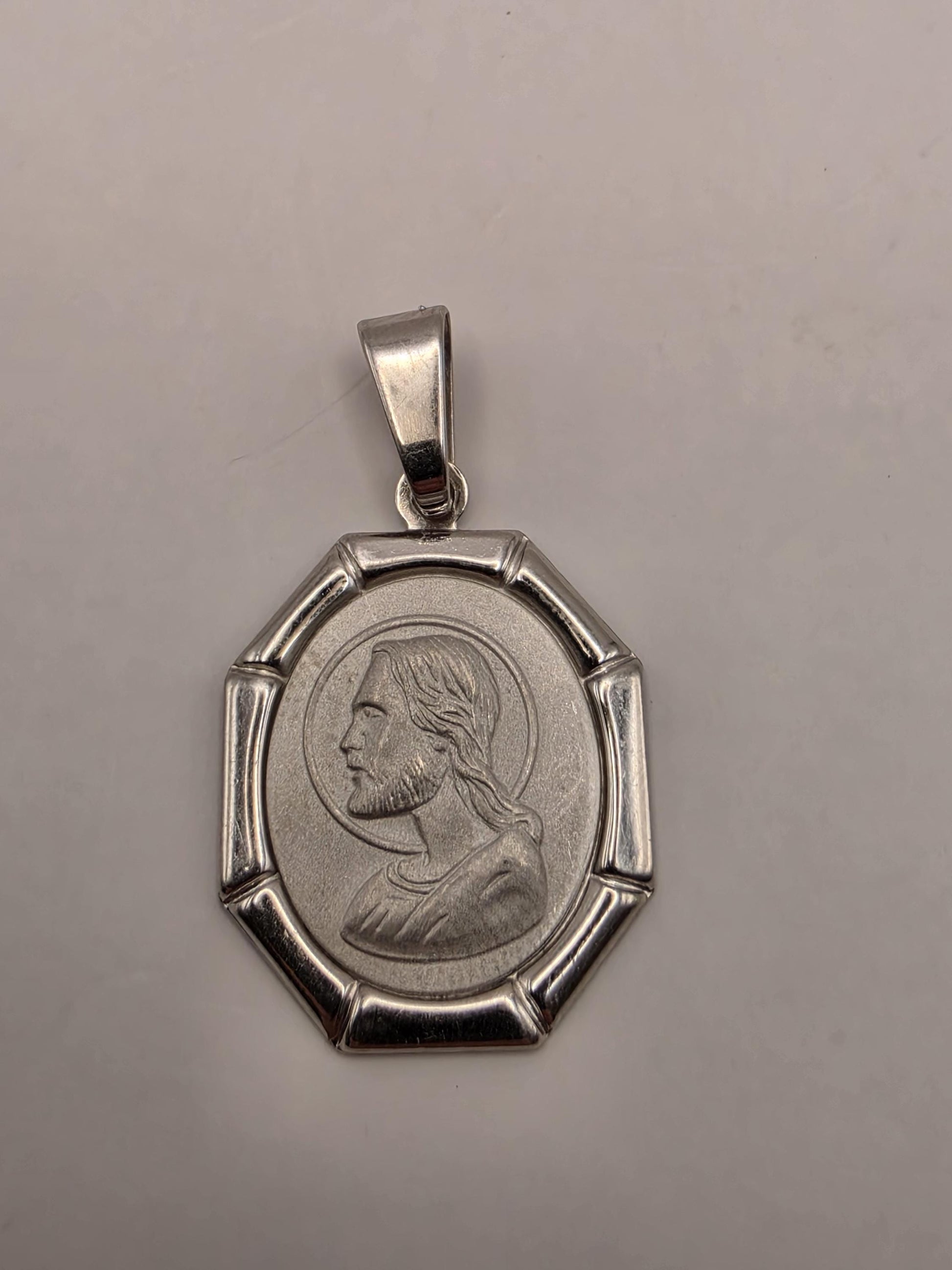 Sterling Silver Jesus Portrait Pendant 1 Inch - view 1