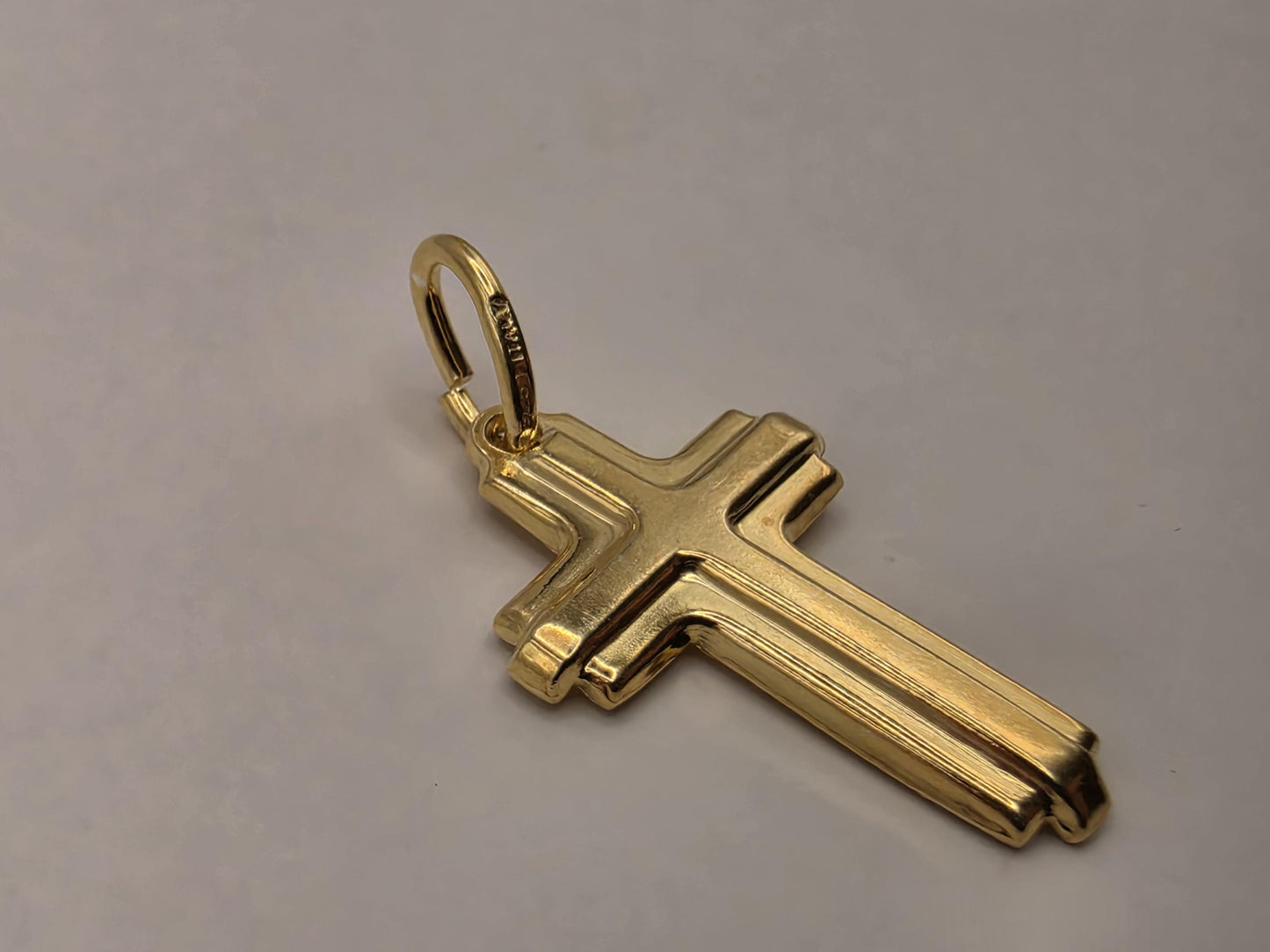 Gold Plated Sterling Silver Layered Cross Pendant 1 Inch - view 1