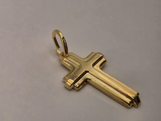 Gold Plated Sterling Silver Layered Cross Pendant 1 Inch - view 1