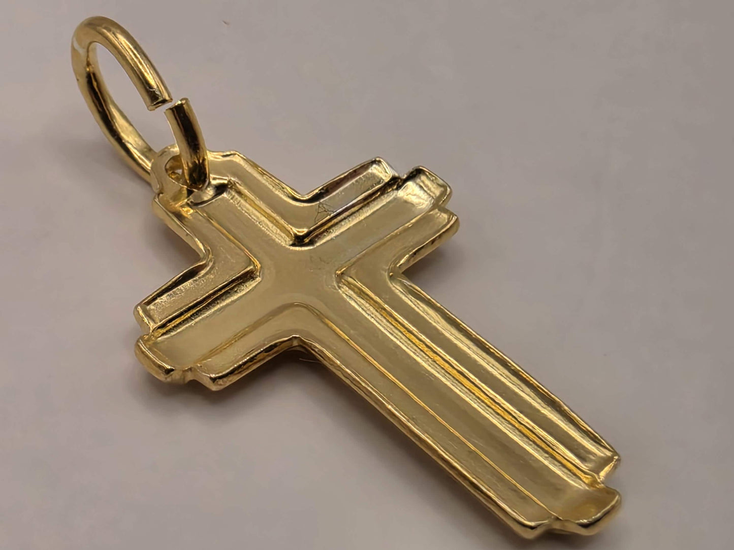 Gold Plated Sterling Silver Layered Cross Pendant 1 Inch - view 5