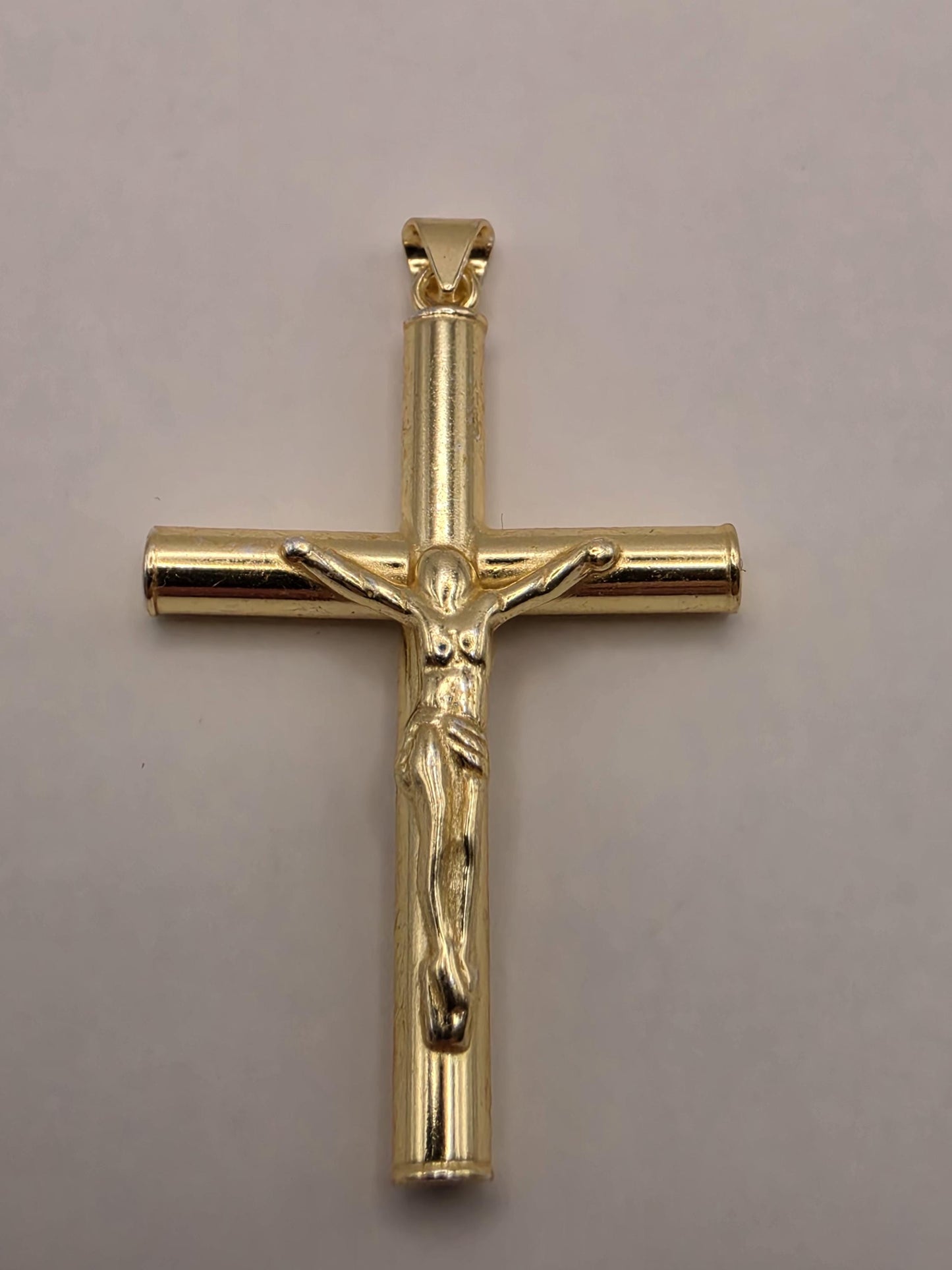 Gold Plated Sterling Silver Crucifix Pendant 1.625 Inch - view 1