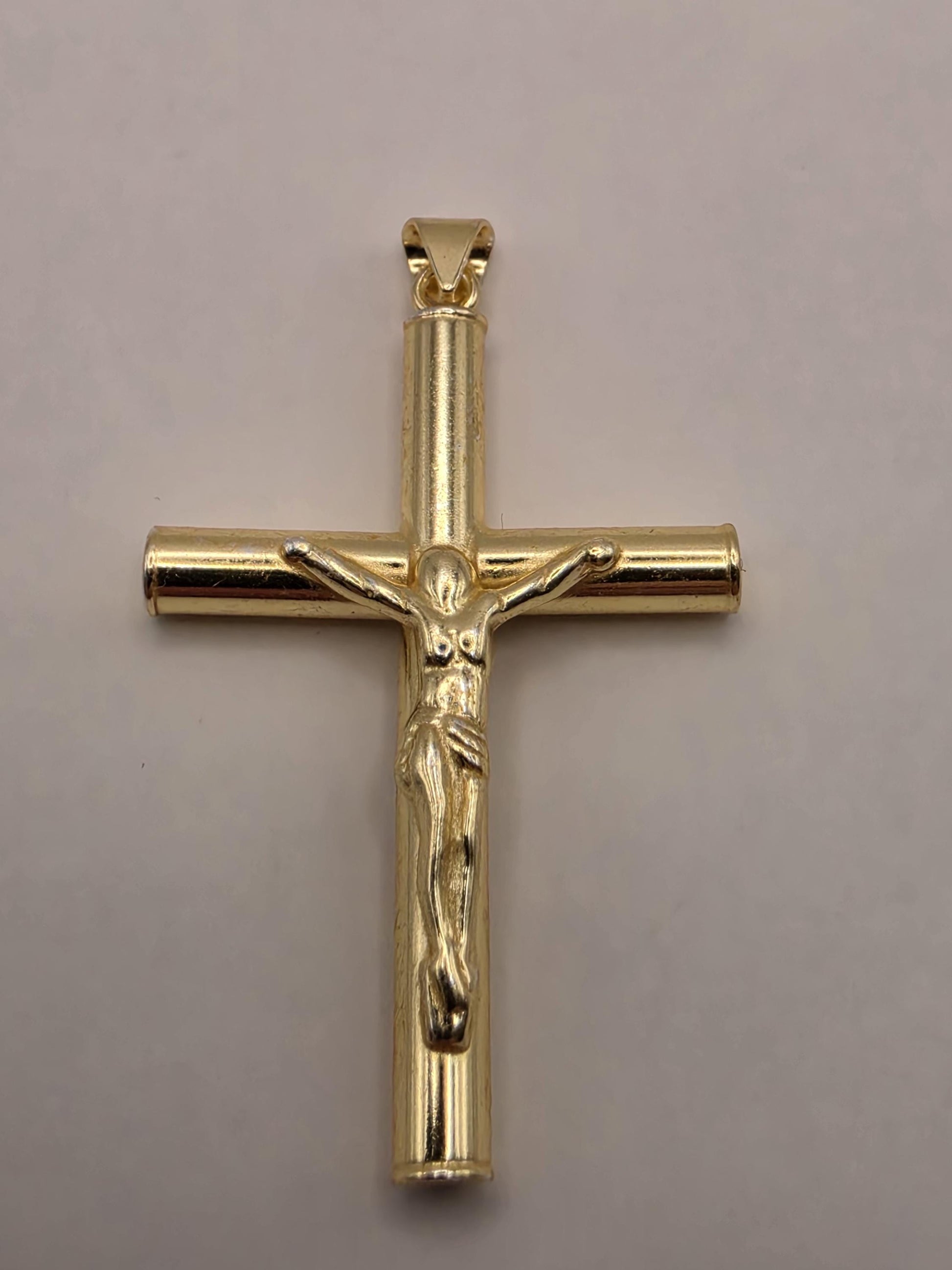 Gold Plated Sterling Silver Crucifix Pendant 1.625 Inch - view 1