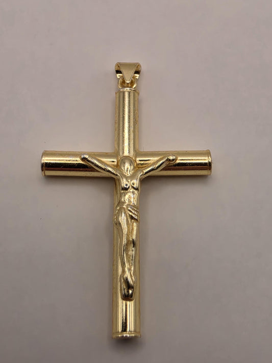 Gold Plated Sterling Silver Crucifix Pendant 1.625 Inch - view 1