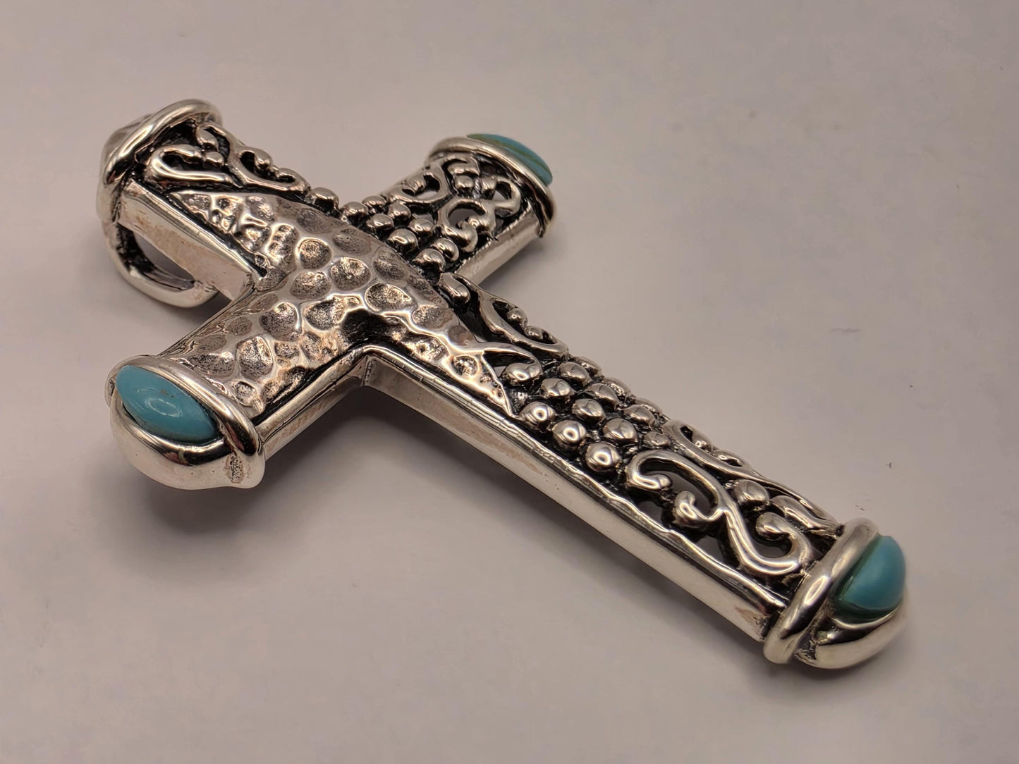 Sterling Silver Turquoise Cross Pendant 1.5 Inch - view 1