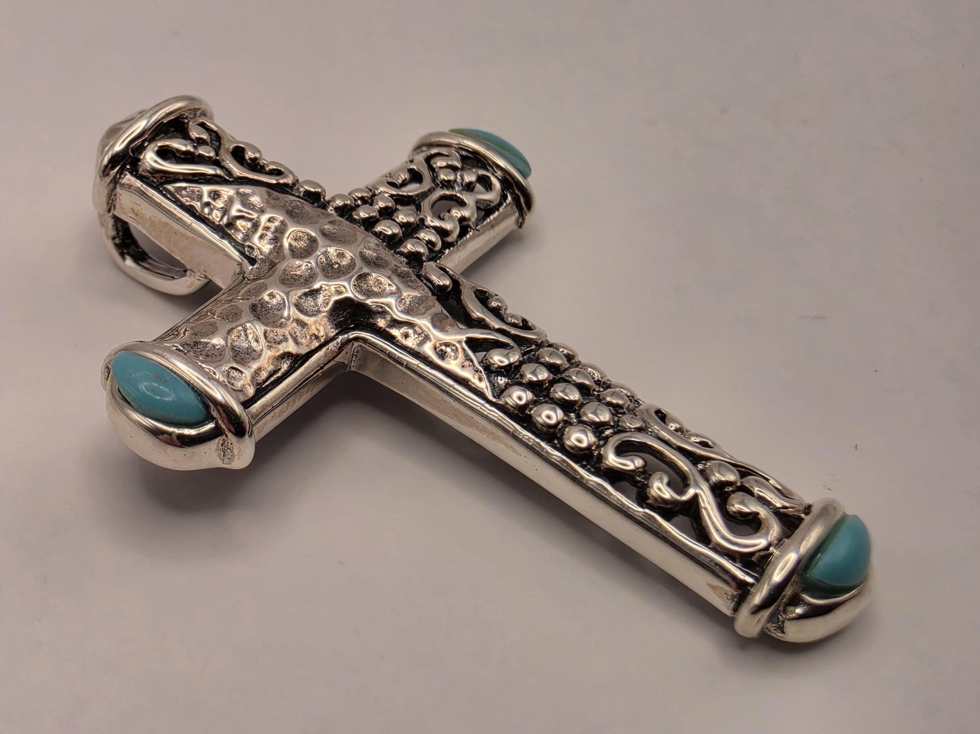 Sterling Silver Turquoise Cross Pendant 1.5 Inch - view 1