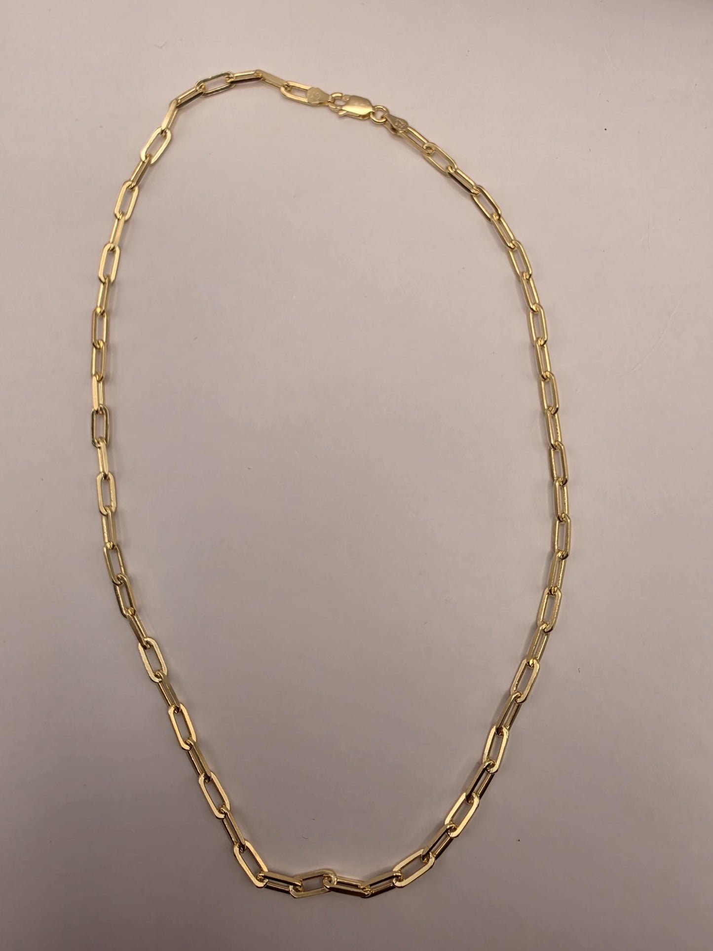 Gold Plated Sterling Silver Paperclip Necklace 18" 4mm - view 4