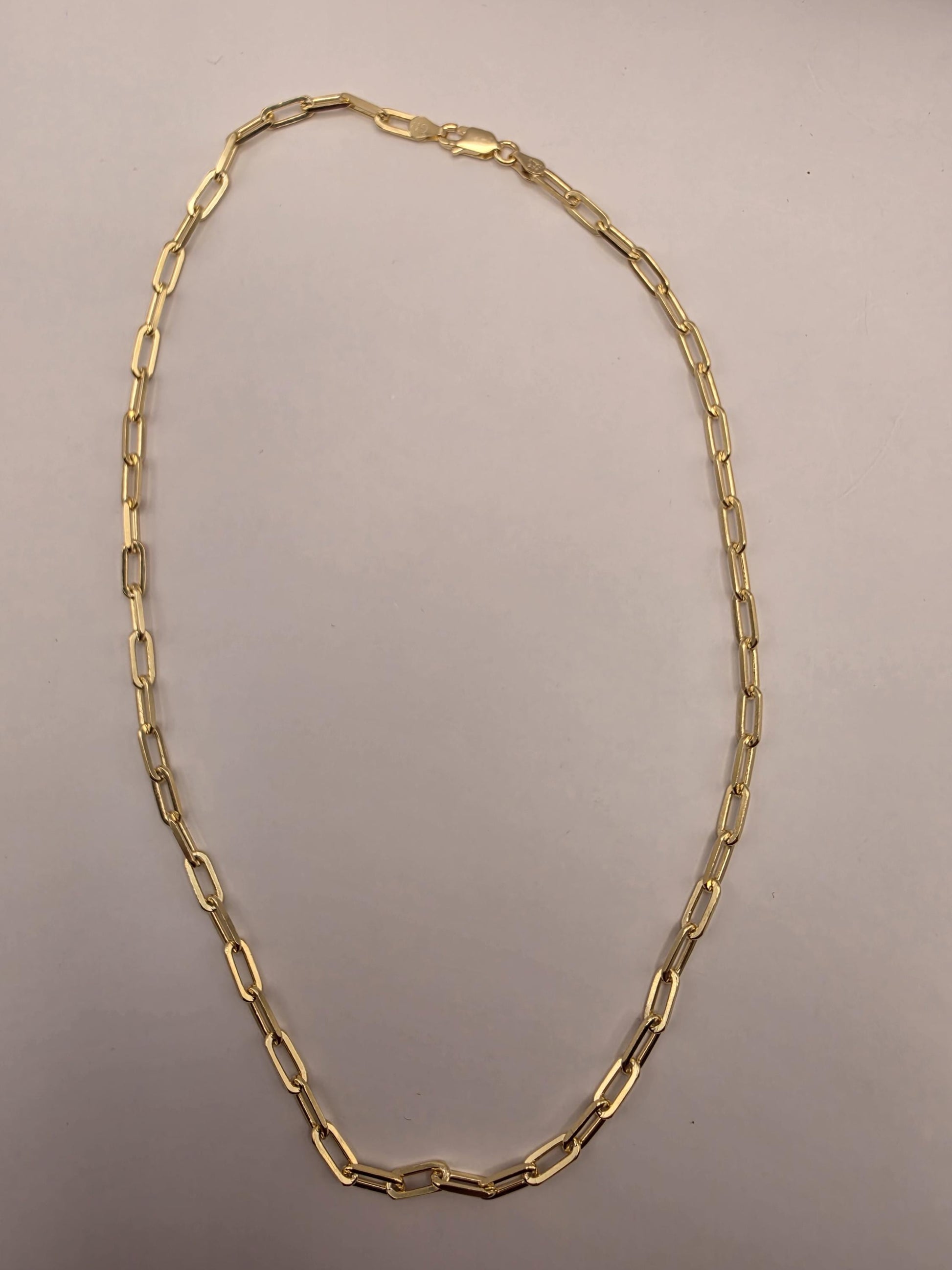 Gold Plated Sterling Silver Paperclip Necklace 18" 4mm - view 4
