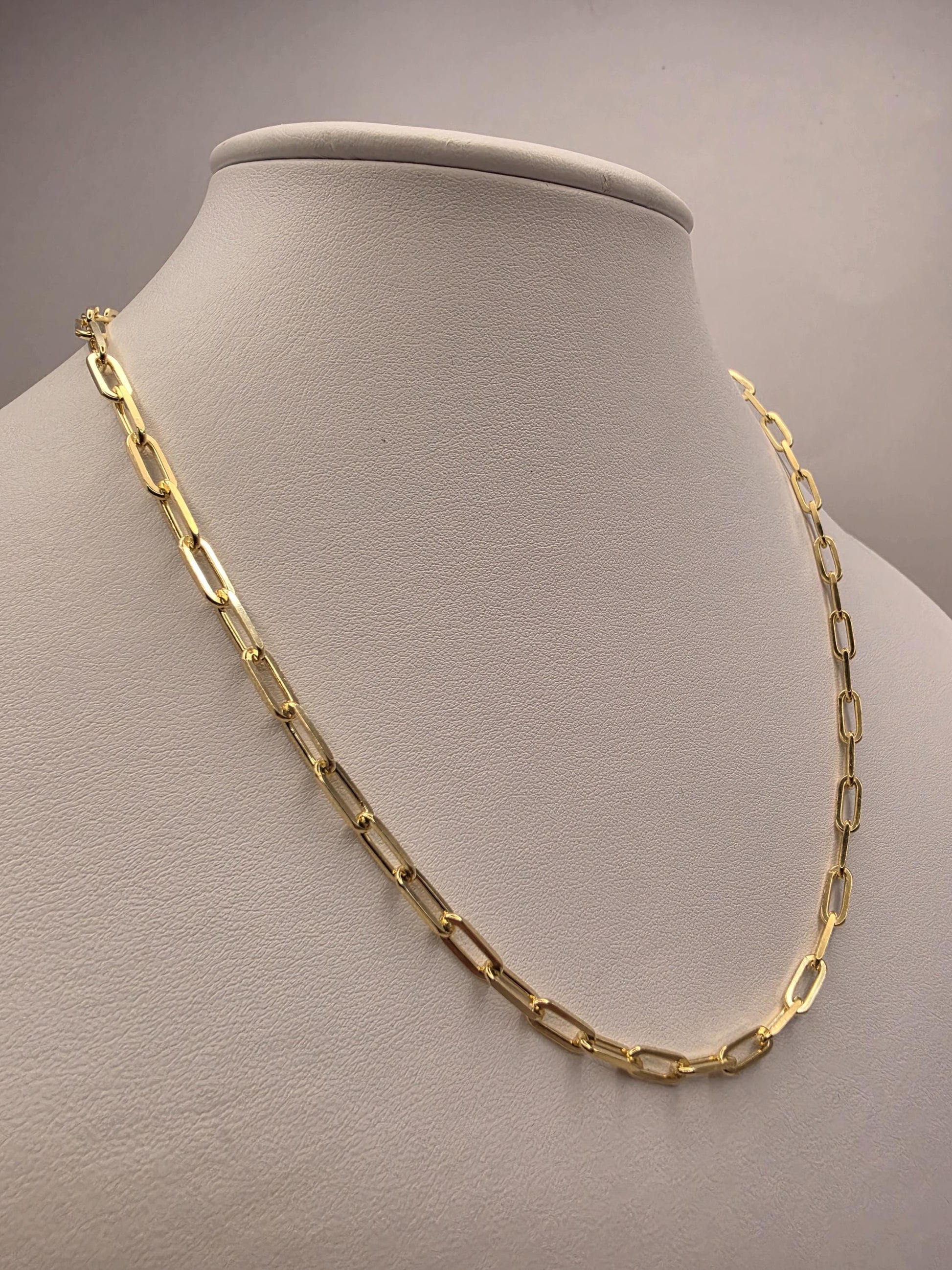 Gold Plated Sterling Silver Paperclip Necklace 18" 4mm - view 1