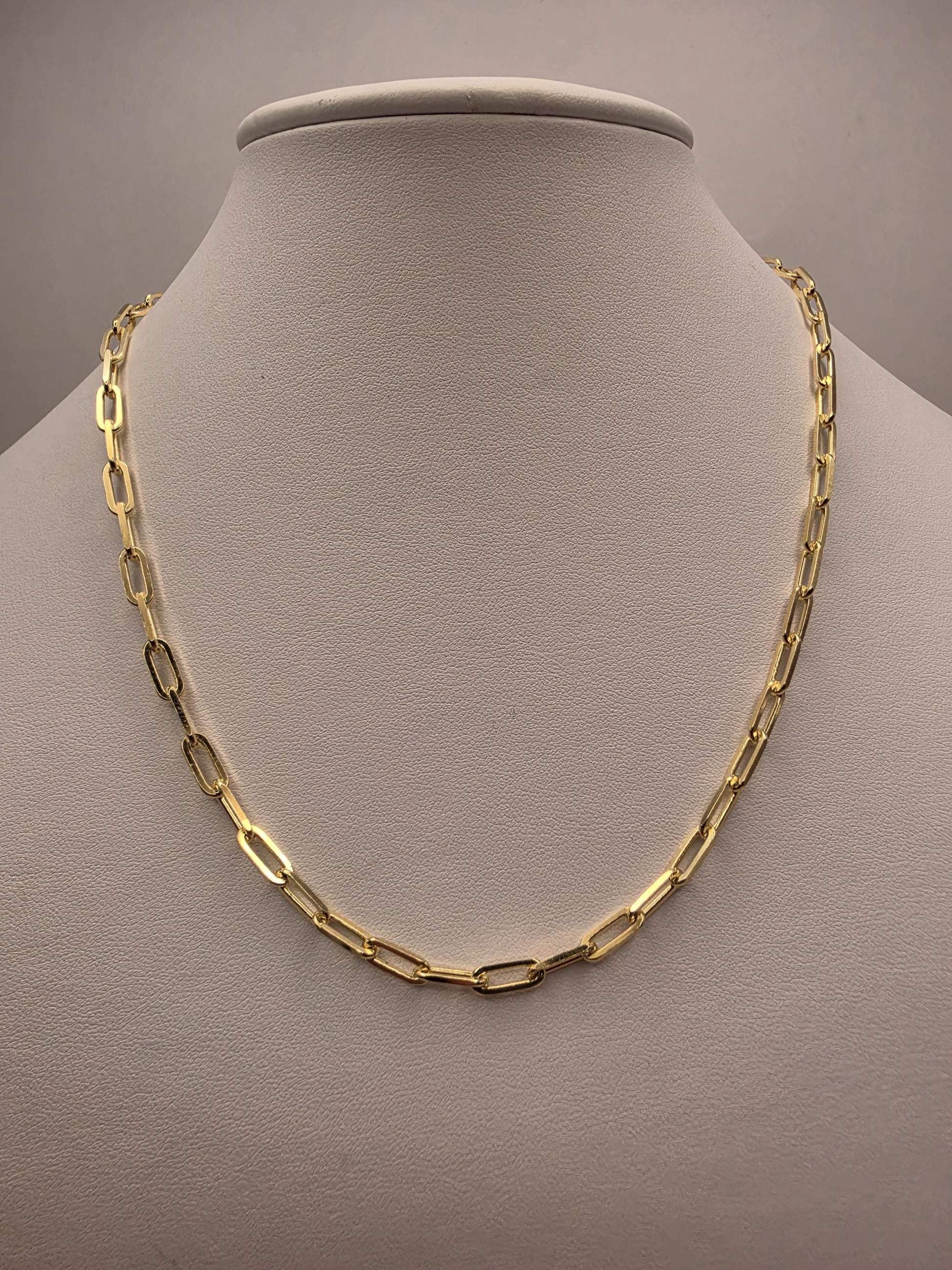 Gold Plated Sterling Silver Paperclip Necklace 18" 4mm - view 3