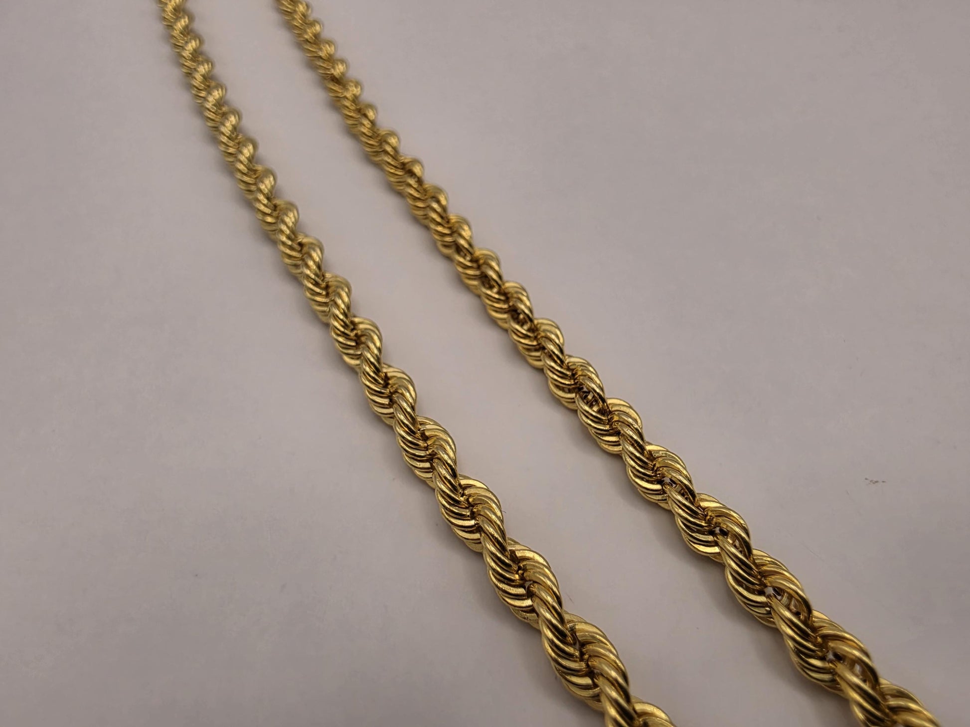 Gold Plated Sterling Silver Rope Chain Necklace 18 Inch 3.2mm 6.5 Grams Unisex Jewelry