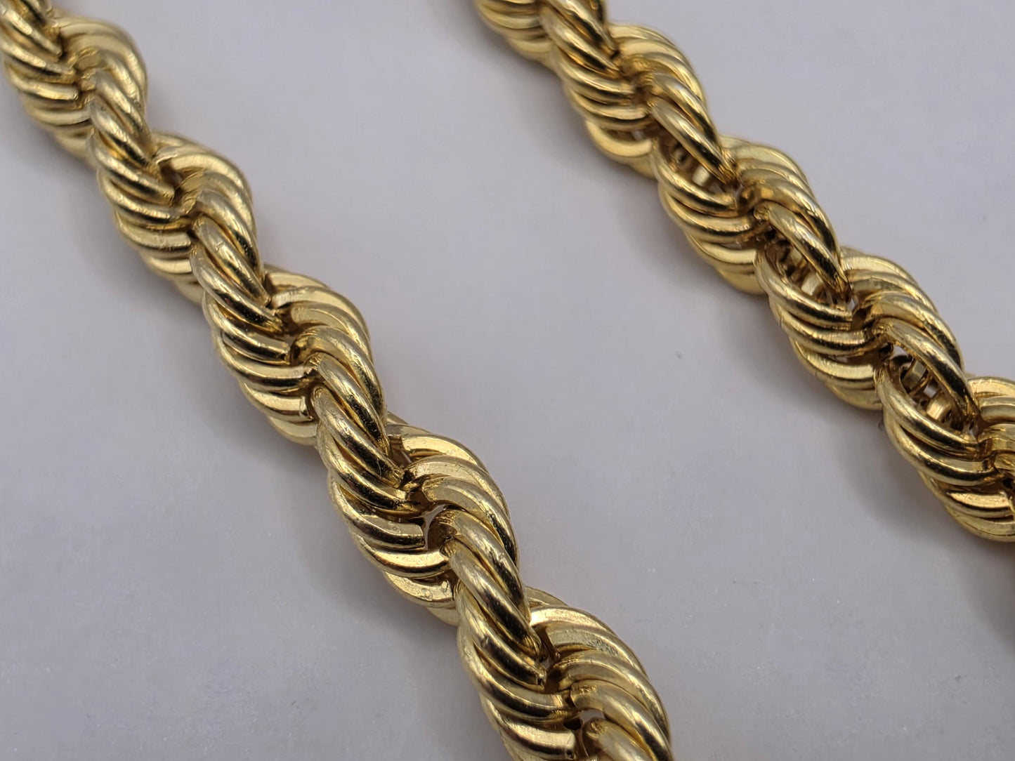 Gold Plated Sterling Silver Rope Chain Necklace 18 Inch 3.2mm 6.5 Grams Unisex Jewelry