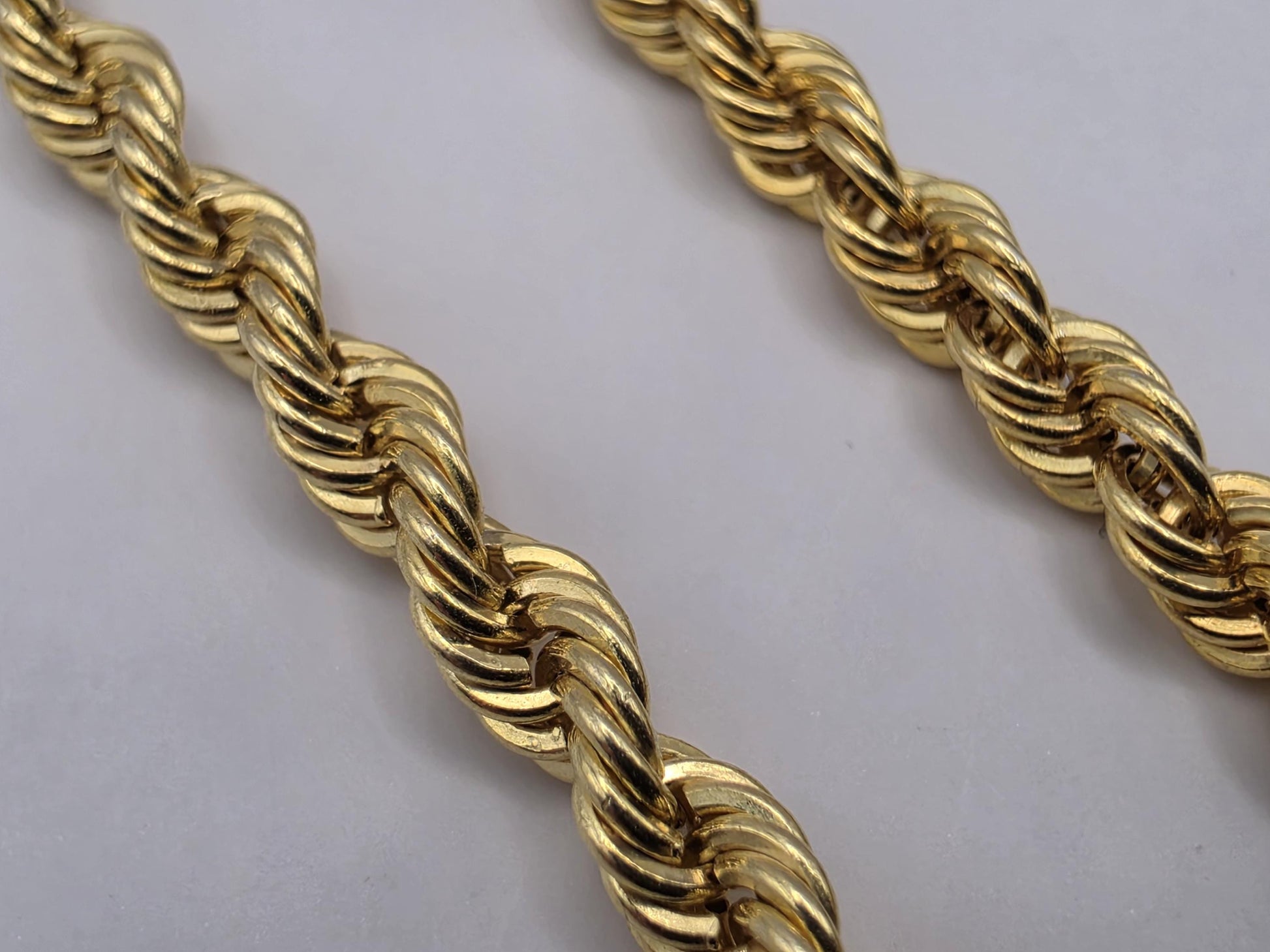 Gold Plated Sterling Silver Rope Chain Necklace 18 Inch 3.2mm 6.5 Grams Unisex Jewelry