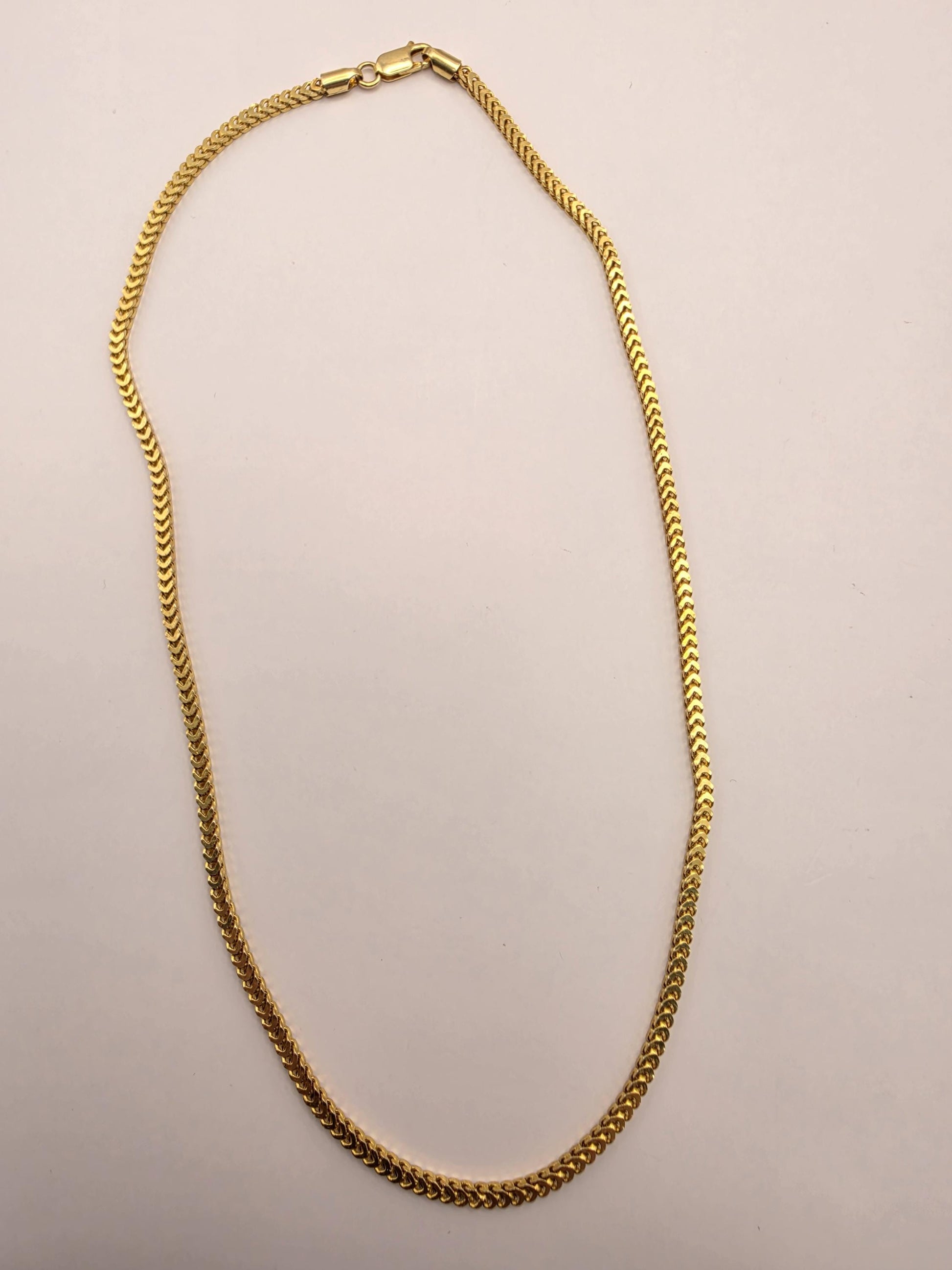 Gold Plated Sterling Silver Franco Chain Necklace 18 Inch 2.5mm 7.5 Grams Unisex Jewelry