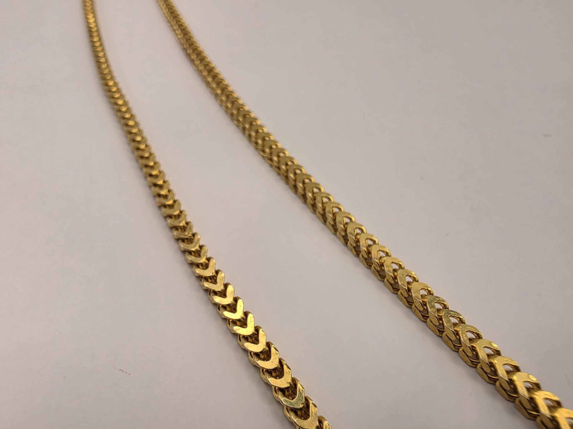 Gold Plated Sterling Silver Franco Chain Necklace 18 Inch 2.5mm 7.5 Grams Unisex Jewelry