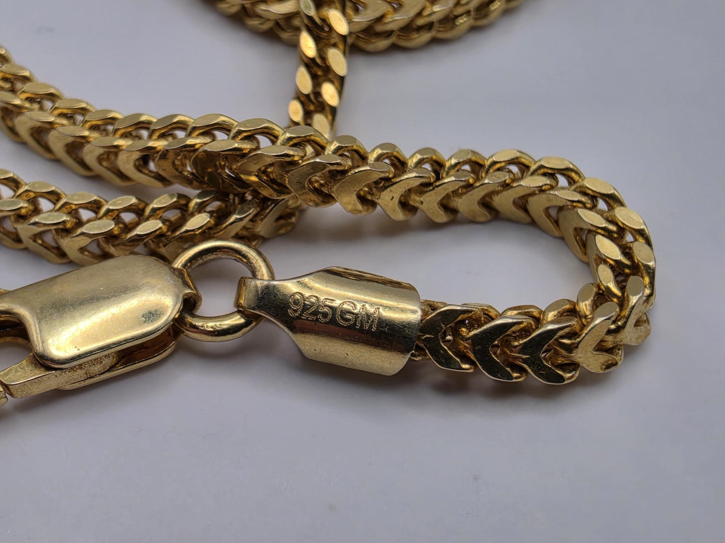 Gold Plated Sterling Silver Franco Chain Necklace 18 Inch 2.5mm 7.5 Grams Unisex Jewelry