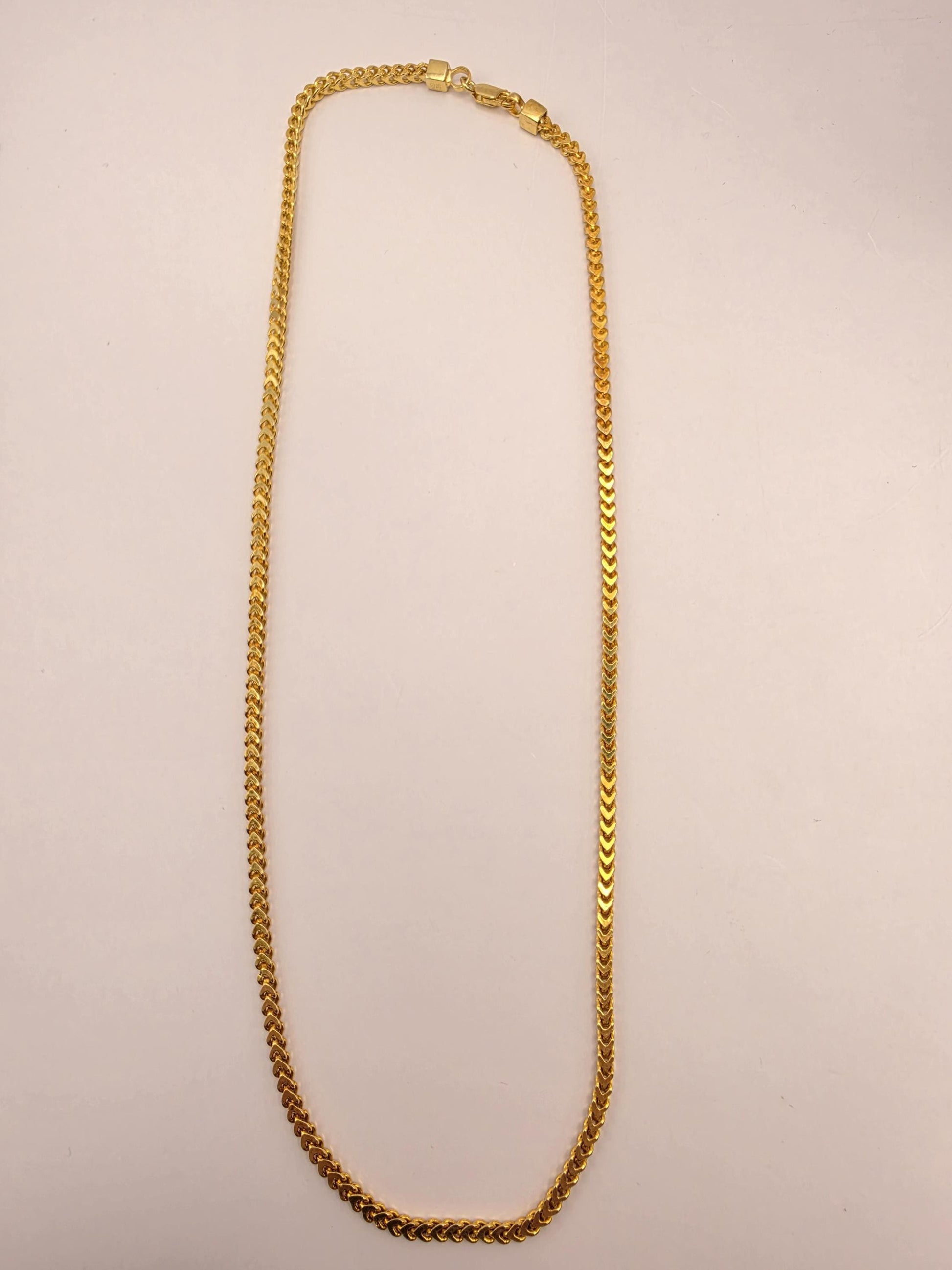 Gold Plated Sterling Silver Franco Chain Necklace 20 Inch 2.88mm 9.4 Grams Unisex Jewelry