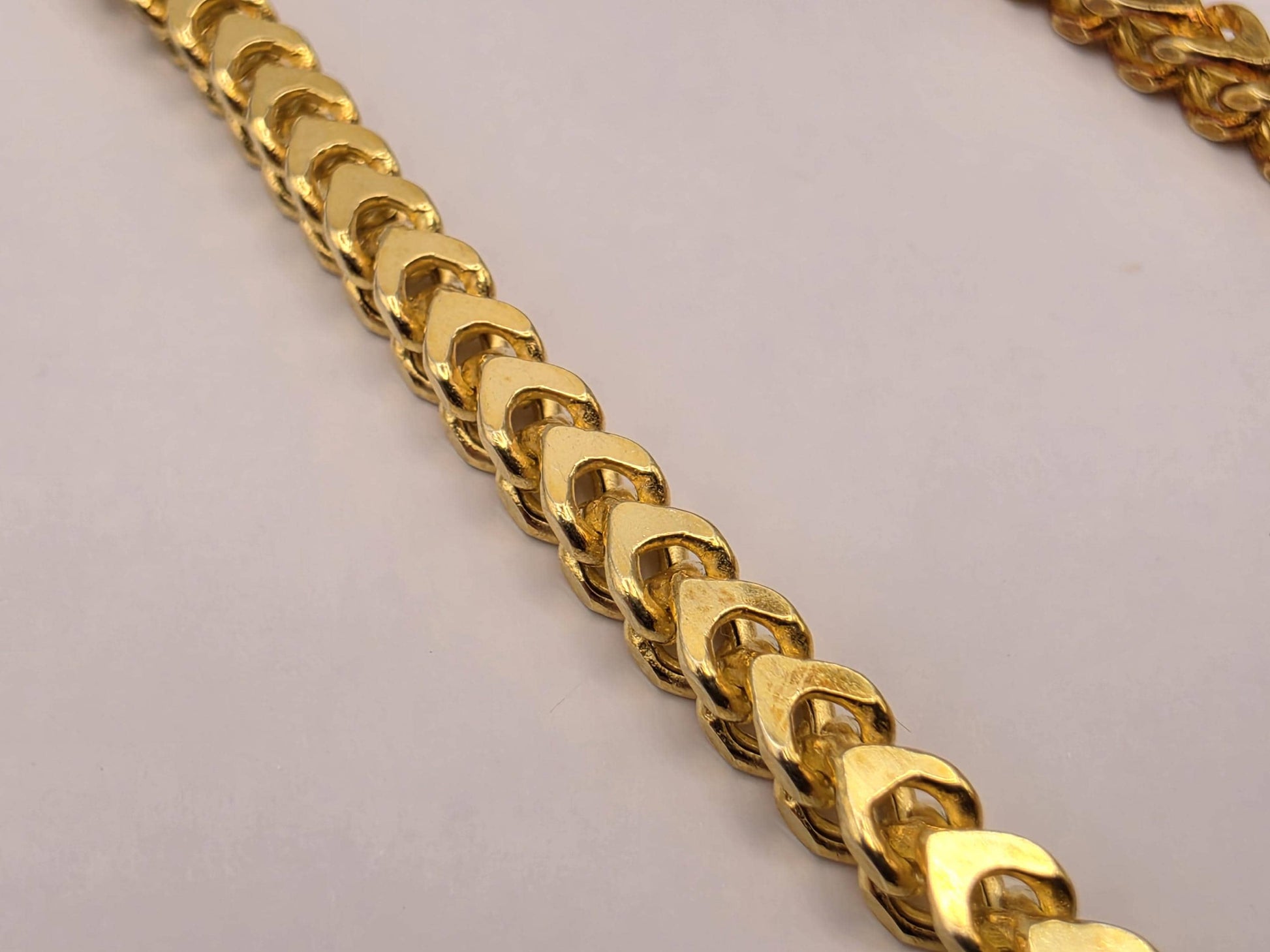 Gold Plated Sterling Silver Franco Chain Necklace 20 Inch 2.88mm 9.4 Grams Unisex Jewelry