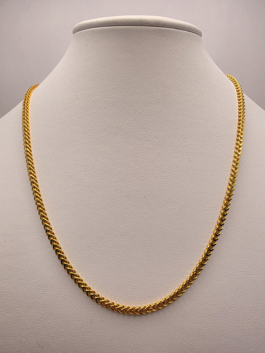 Gold Plated Sterling Silver Franco Chain Necklace 20 Inch 2.88mm 9.4 Grams Unisex Jewelry