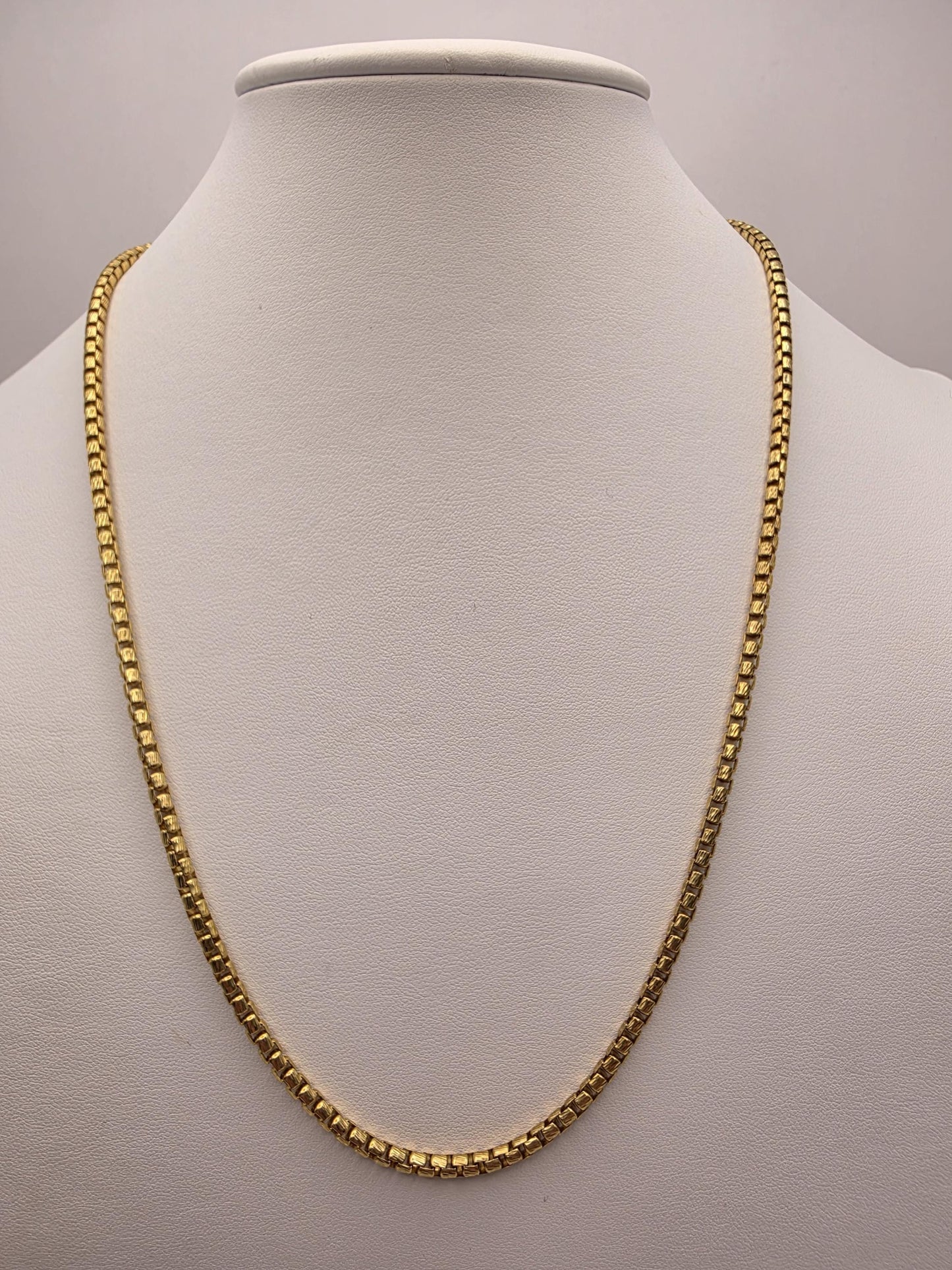 Gold Plated Sterling Silver Box Chain 22" 3.2mm 26g