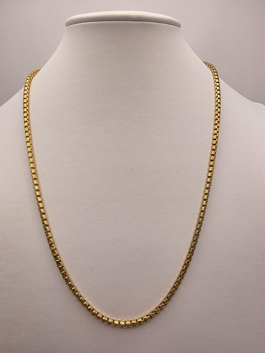 Gold Plated Sterling Silver Box Chain 22" 3.2mm 26g