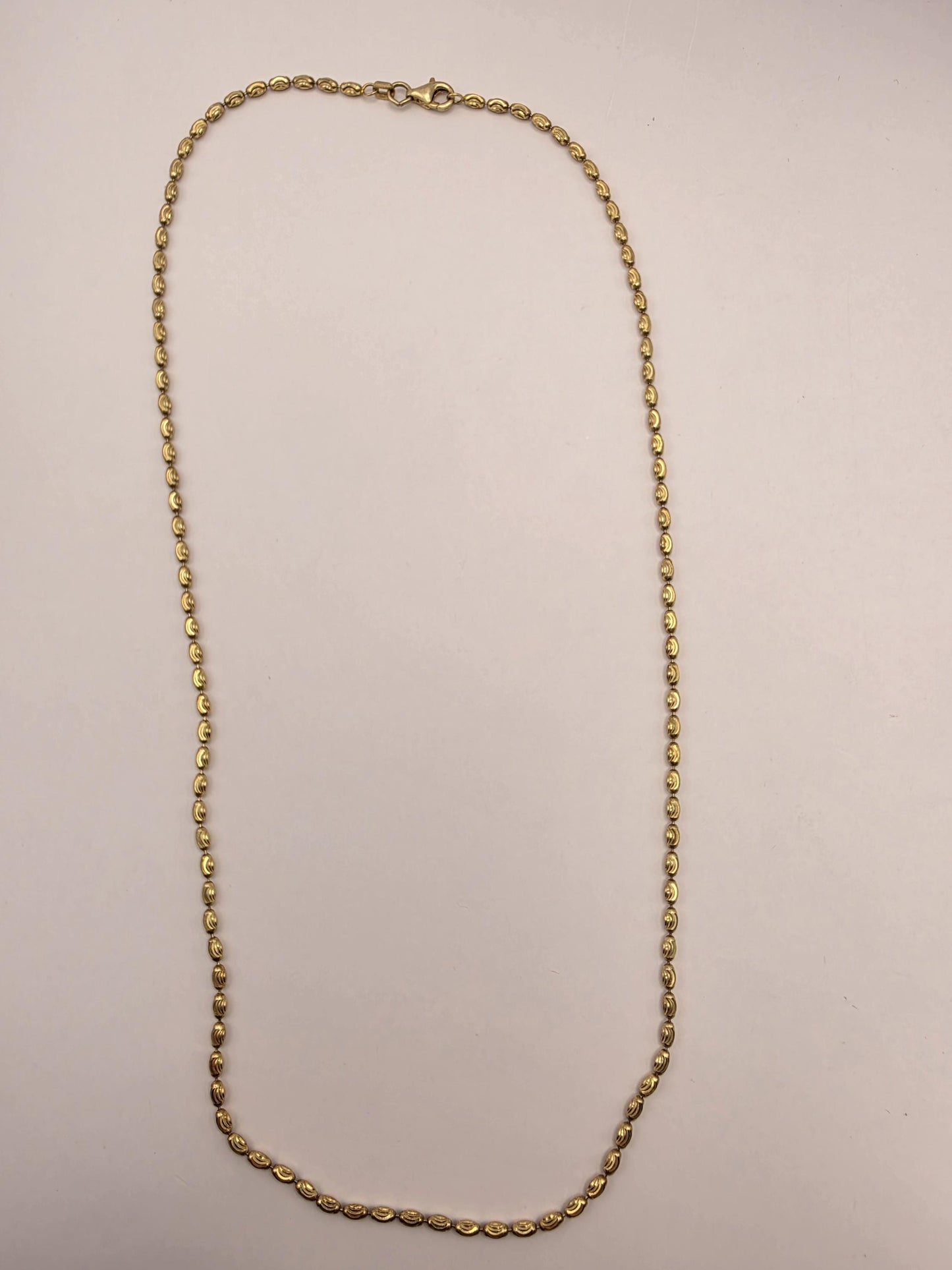 Gold Plated Sterling Silver Textured Oval Link Necklace 20 Inch 2.2mm 6.9 Grams Unisex Jewelry