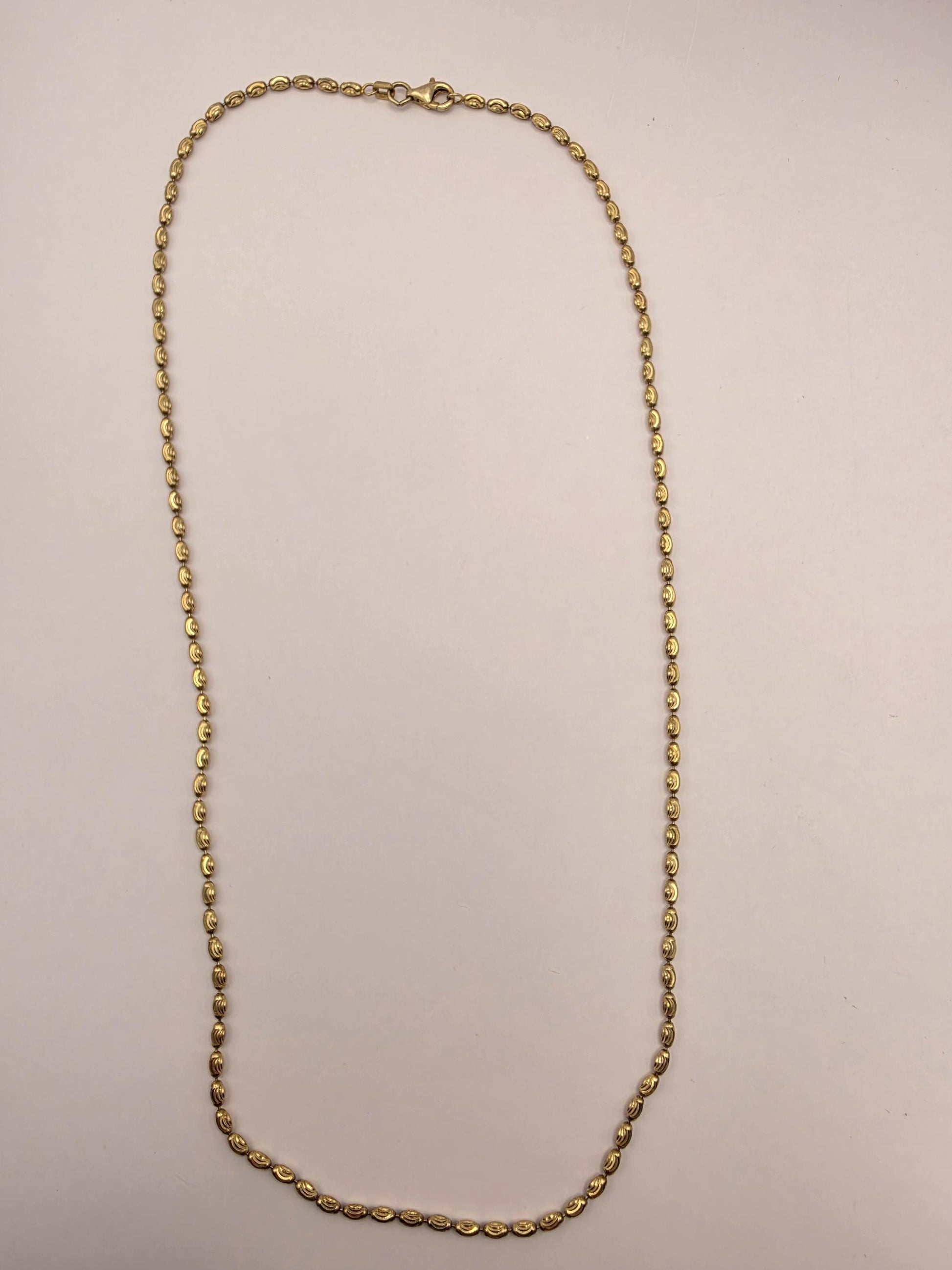 Gold Plated Sterling Silver Textured Oval Link Necklace 20 Inch 2.2mm 6.9 Grams Unisex Jewelry