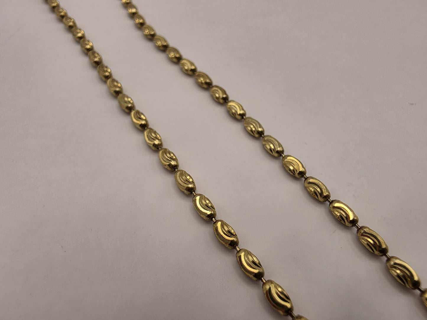 Gold Plated Sterling Silver Textured Oval Link Necklace 20 Inch 2.2mm 6.9 Grams Unisex Jewelry