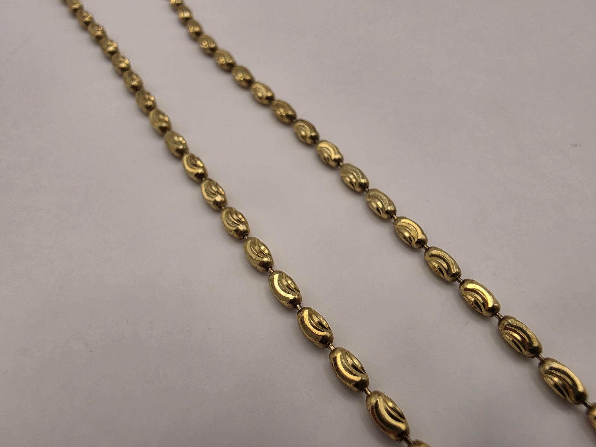Gold Plated Sterling Silver Textured Oval Link Necklace 20 Inch 2.2mm 6.9 Grams Unisex Jewelry
