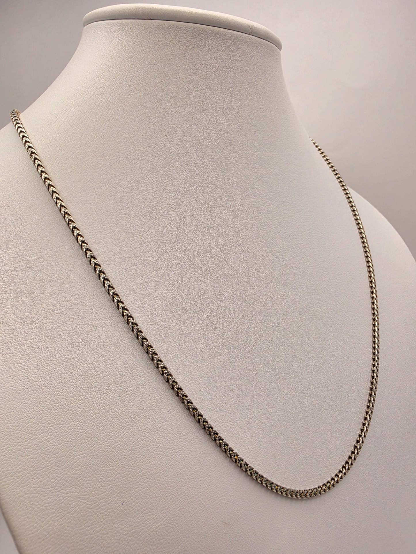 Two Tone Gold Plated Sterling Silver Franco Chain Necklace 22 Inch 2.3mm 14.4 Grams Unisex Jewelry