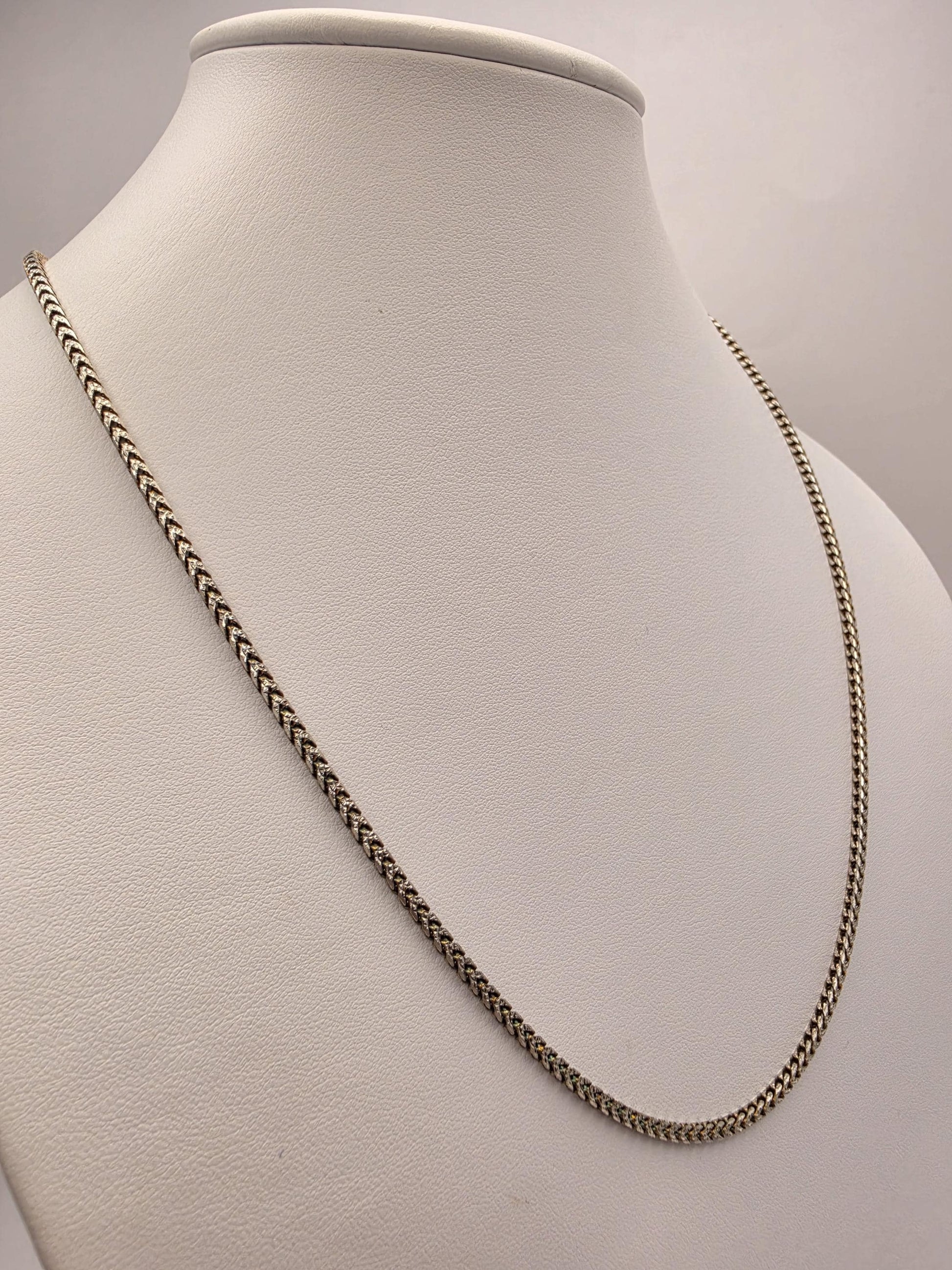 Two Tone Gold Plated Sterling Silver Franco Chain Necklace 22 Inch 2.3mm 14.4 Grams Unisex Jewelry