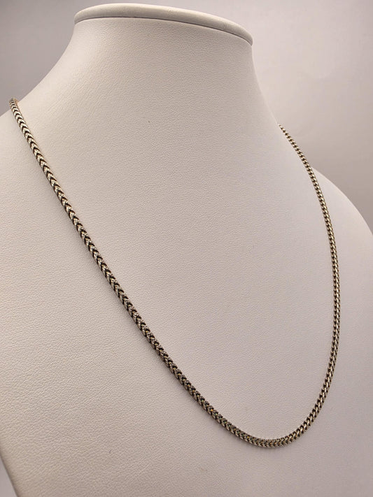 Two Tone Gold Plated Sterling Silver Franco Chain Necklace 22 Inch 2.3mm 14.4 Grams Unisex Jewelry