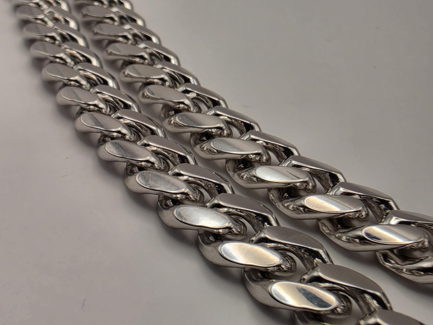 Heavy Sterling Silver Cuban Link Chain 20 Inch 9.63mm Mens 104.2 Grams Solid Curb Necklace Box Clasp Statement Jewelry