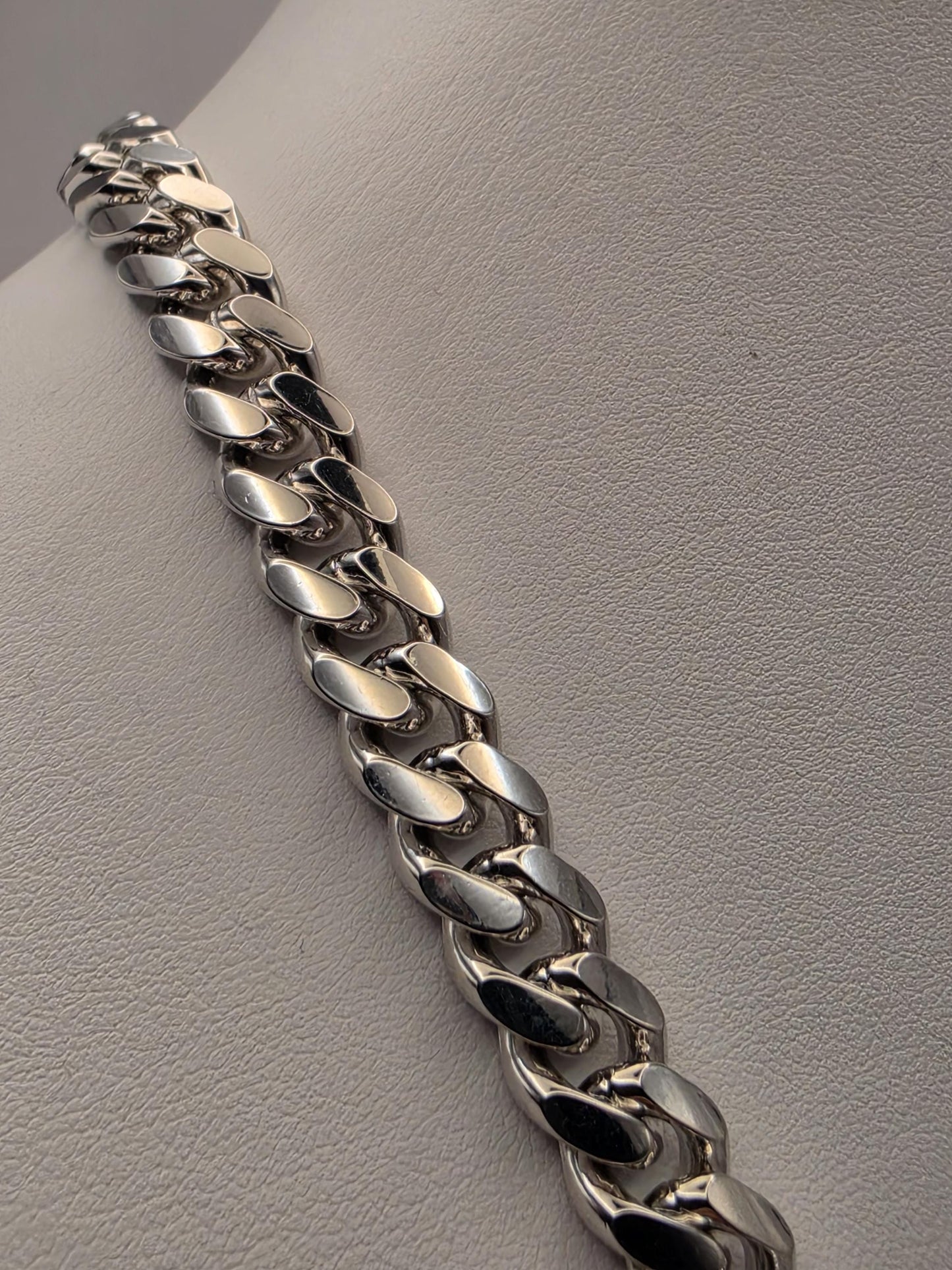 Heavy Sterling Silver Cuban Link Chain 20 Inch 9.63mm Mens 104.2 Grams Solid Curb Necklace Box Clasp Statement Jewelry