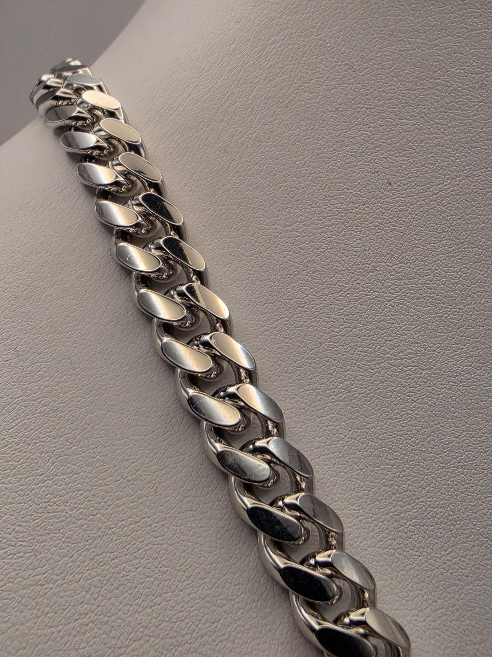 Heavy Sterling Silver Cuban Link Chain 20 Inch 9.63mm Mens 104.2 Grams Solid Curb Necklace Box Clasp Statement Jewelry