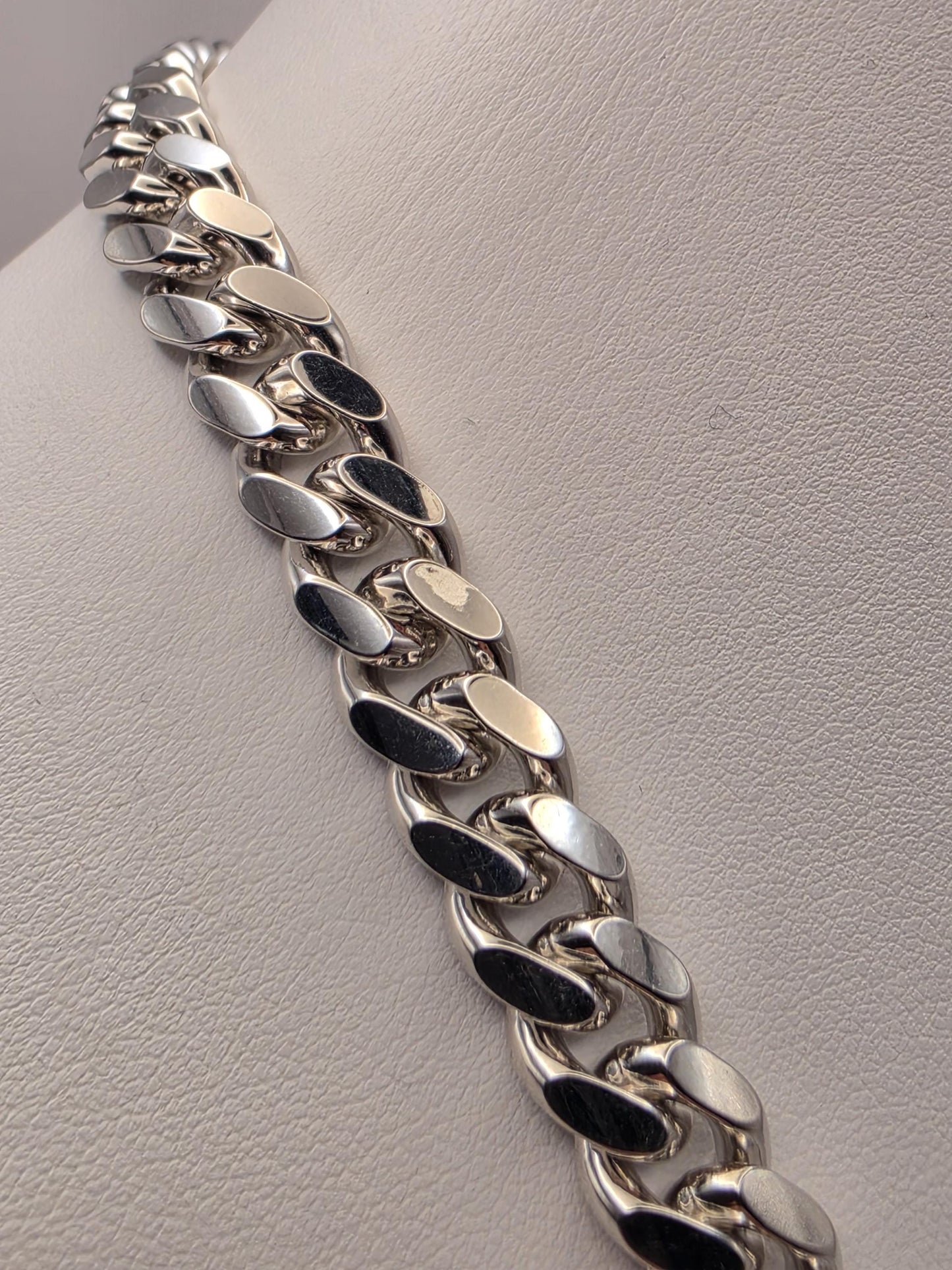 Heavy Sterling Silver Cuban Link Chain 20 Inch 9.43mm Mens 105.6 Grams Solid Curb Necklace Box Clasp Statement Jewelry