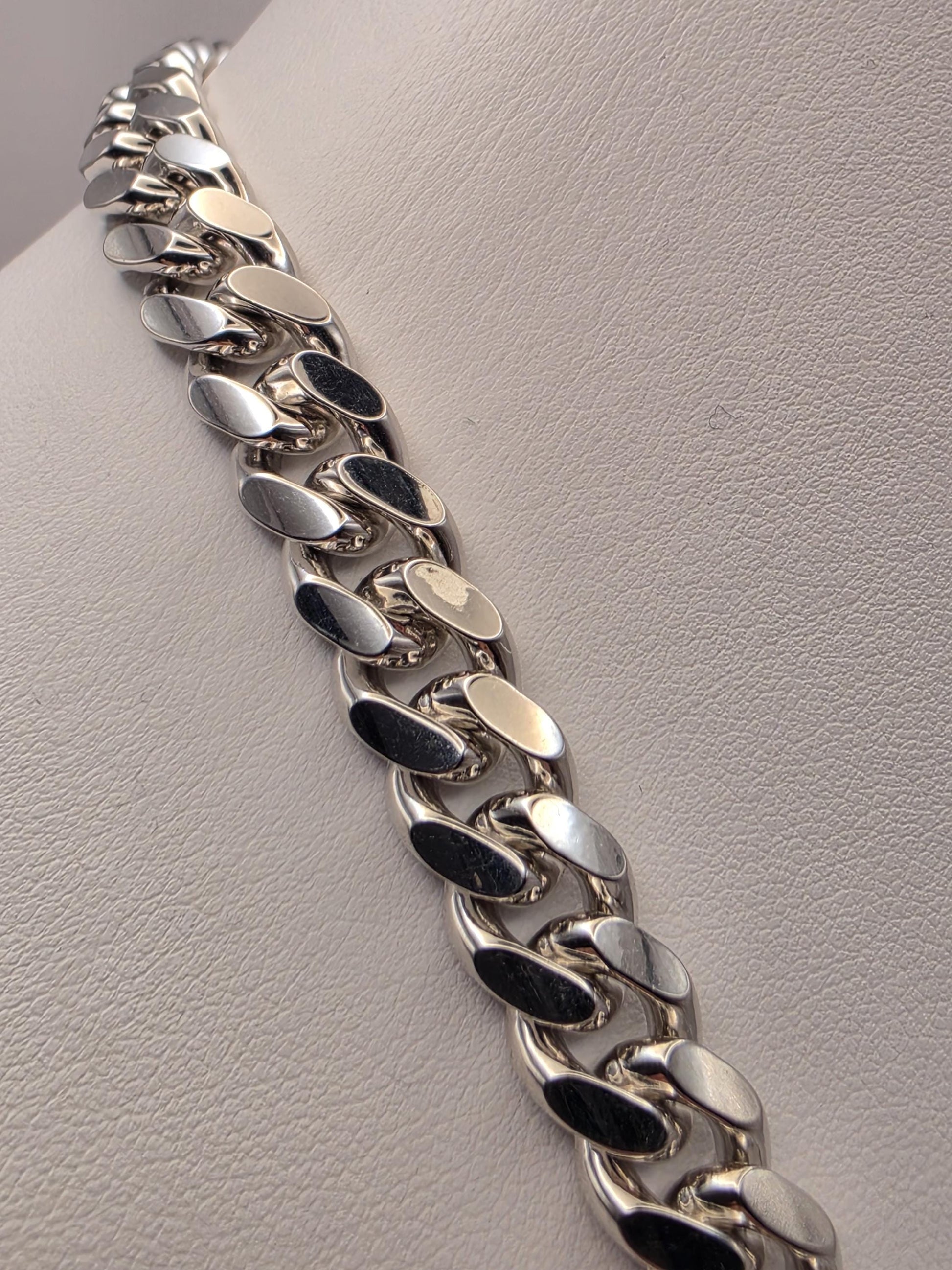 Heavy Sterling Silver Cuban Link Chain 20 Inch 9.43mm Mens 105.6 Grams Solid Curb Necklace Box Clasp Statement Jewelry