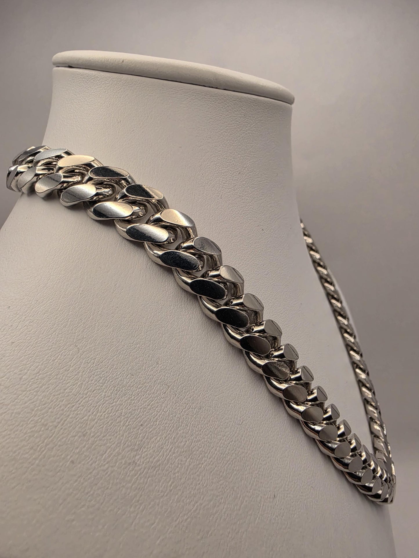 Extra Heavy Sterling Silver Cuban Link Chain 20 Inch 12.8mm Mens 196.1 Grams Solid Curb Necklace Box Clasp Statement