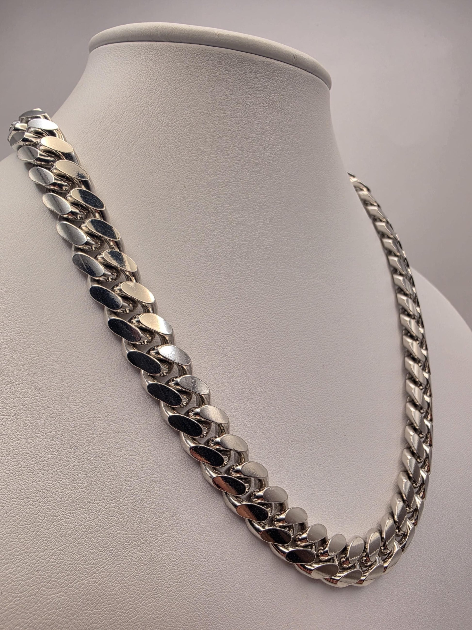 Extra Heavy Sterling Silver Cuban Link Chain 20 Inch 12.8mm Mens 196.1 Grams Solid Curb Necklace Box Clasp Statement