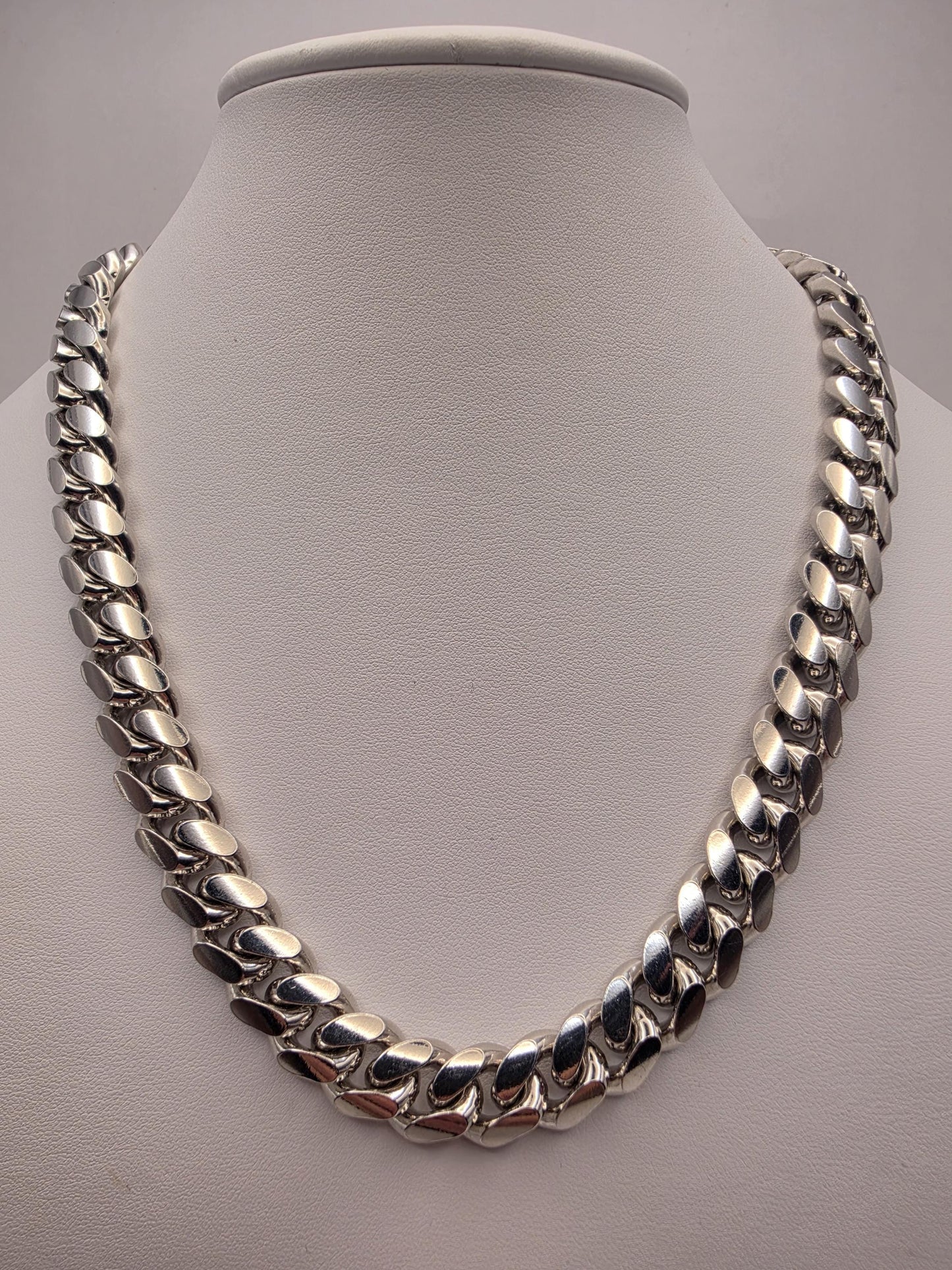 Extra Heavy Sterling Silver Cuban Link Chain 20 Inch 12.8mm Mens 196.1 Grams Solid Curb Necklace Box Clasp Statement