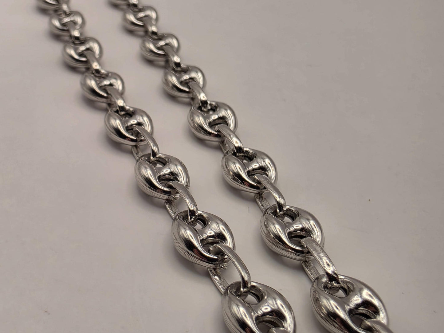 Sterling Silver Mariner Chain Necklace 22 Inch 7mm Coffee Bean Link 25.7 Grams Nautical Unisex Jewelry Gift for Him