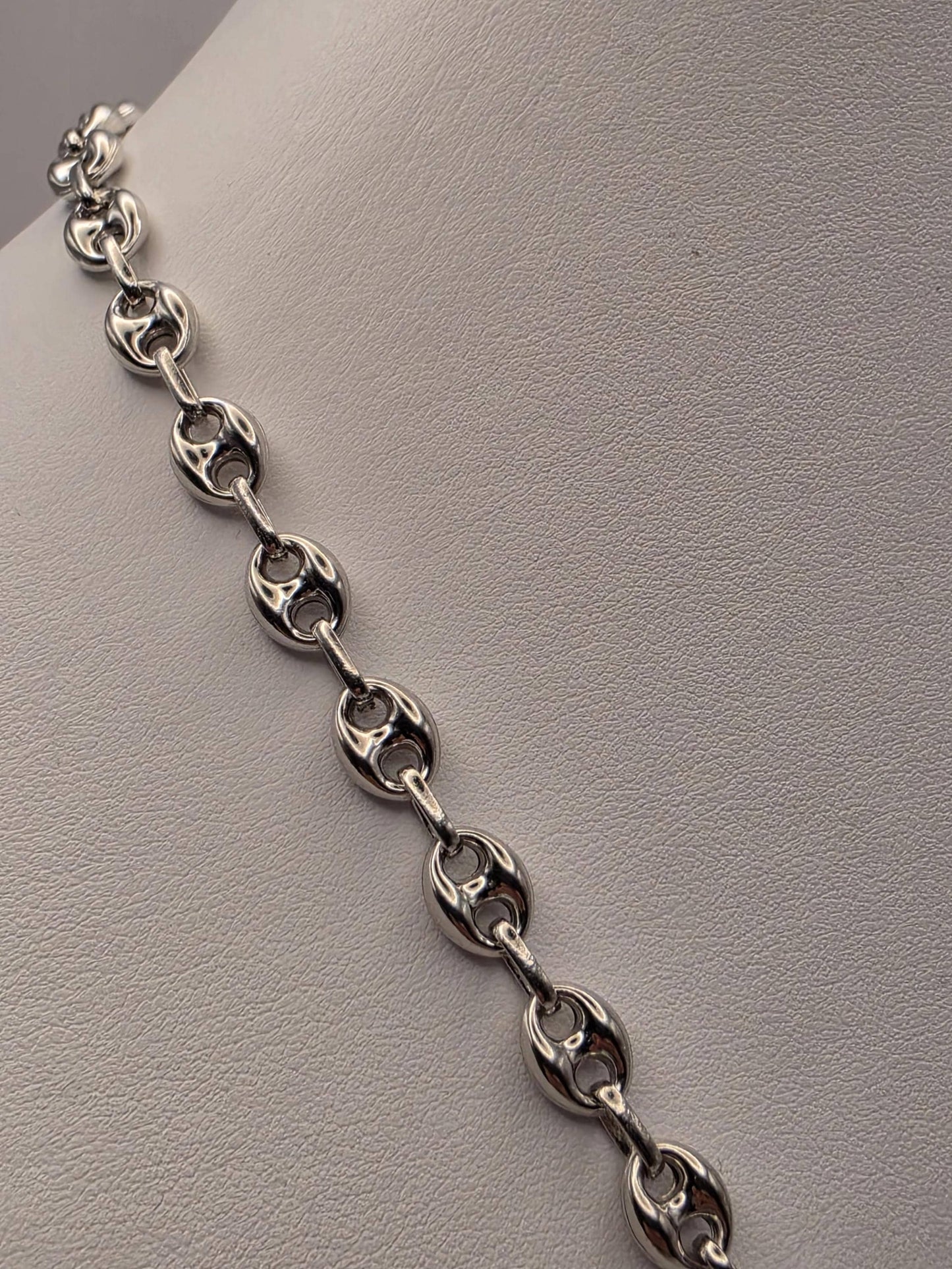 Sterling Silver Mariner Chain Necklace 22 Inch 7mm Coffee Bean Link 25.7 Grams Nautical Unisex Jewelry Gift for Him