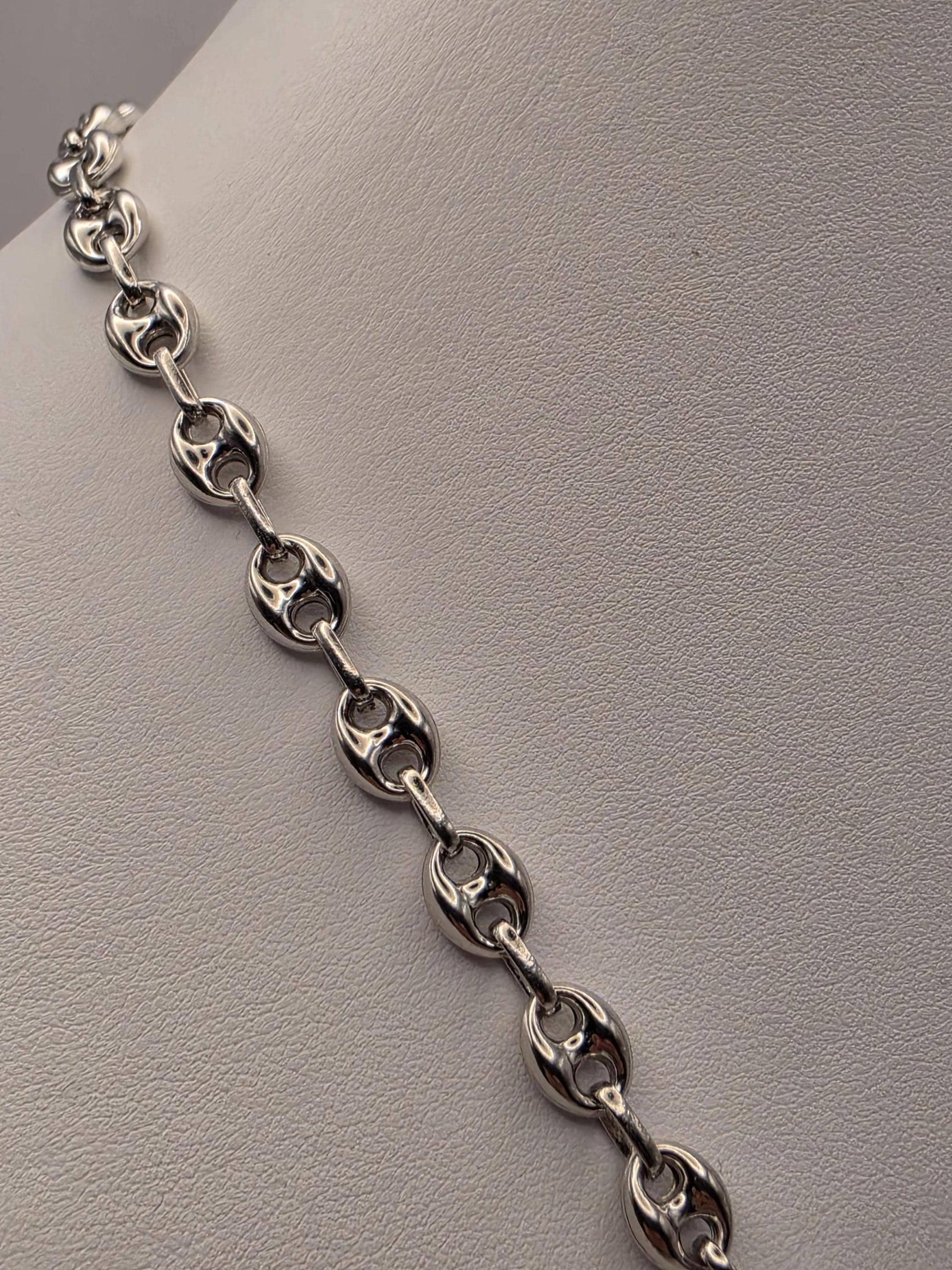 Sterling Silver Mariner Chain Necklace 22 Inch 7mm Coffee Bean Link 25.7 Grams Nautical Unisex Jewelry Gift for Him
